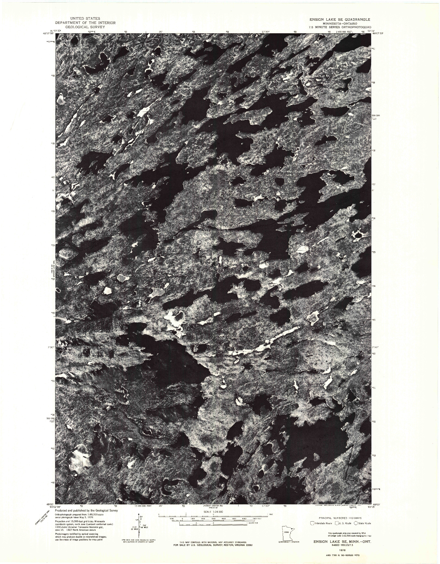 USGS 1:24000-SCALE QUADRANGLE FOR ENSIGN LAKE SE, MN 1976