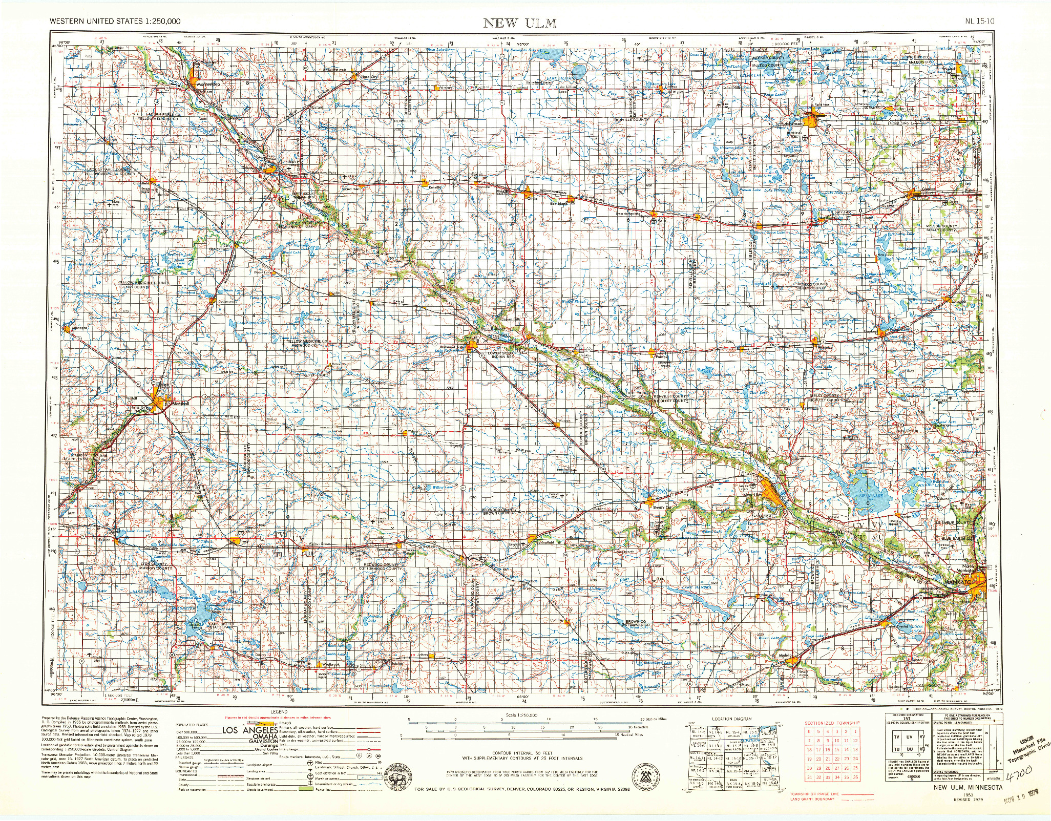 USGS 1:250000-SCALE QUADRANGLE FOR NEW ULM, MN 1953