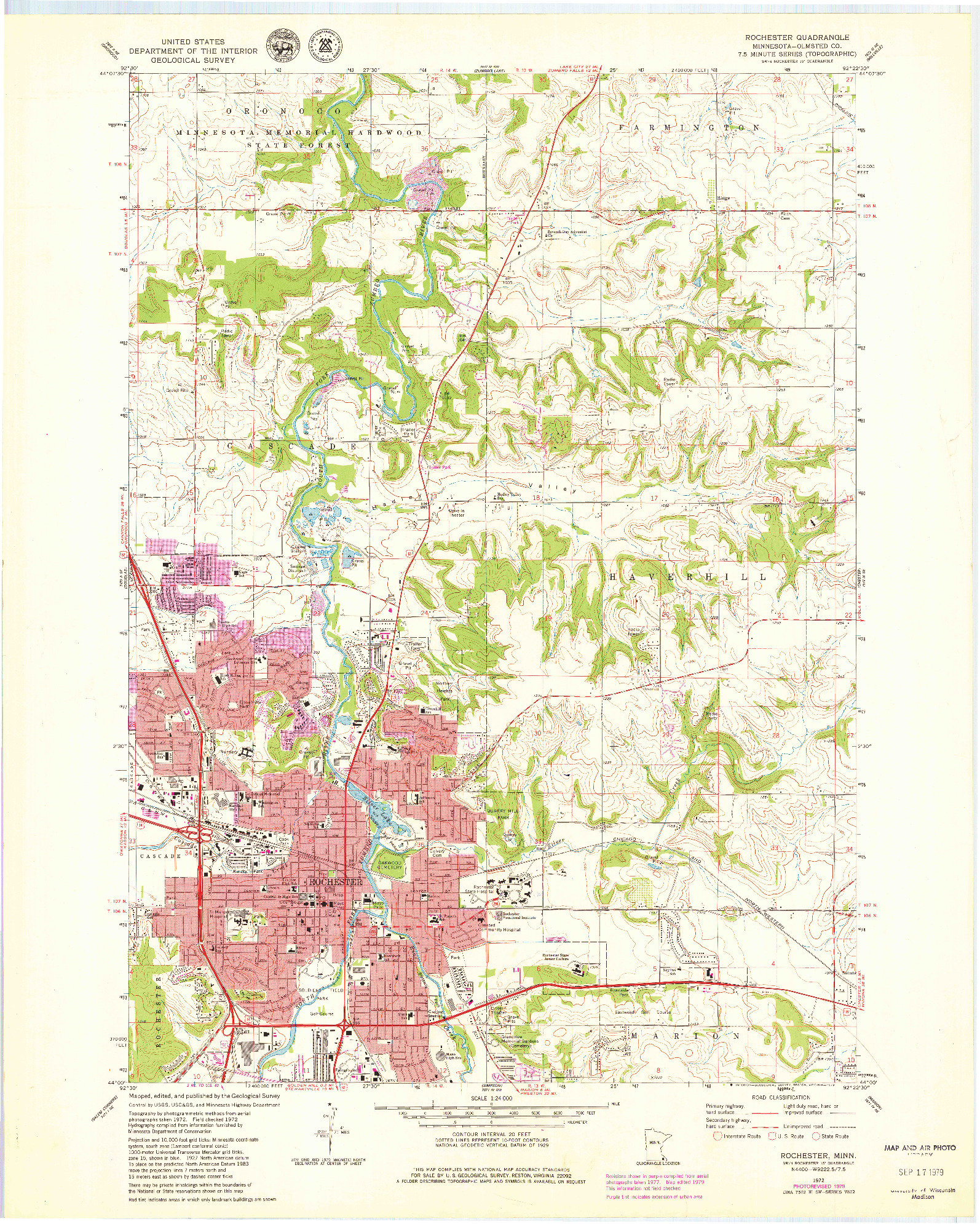 USGS 1:24000-SCALE QUADRANGLE FOR ROCHESTER, MN 1972