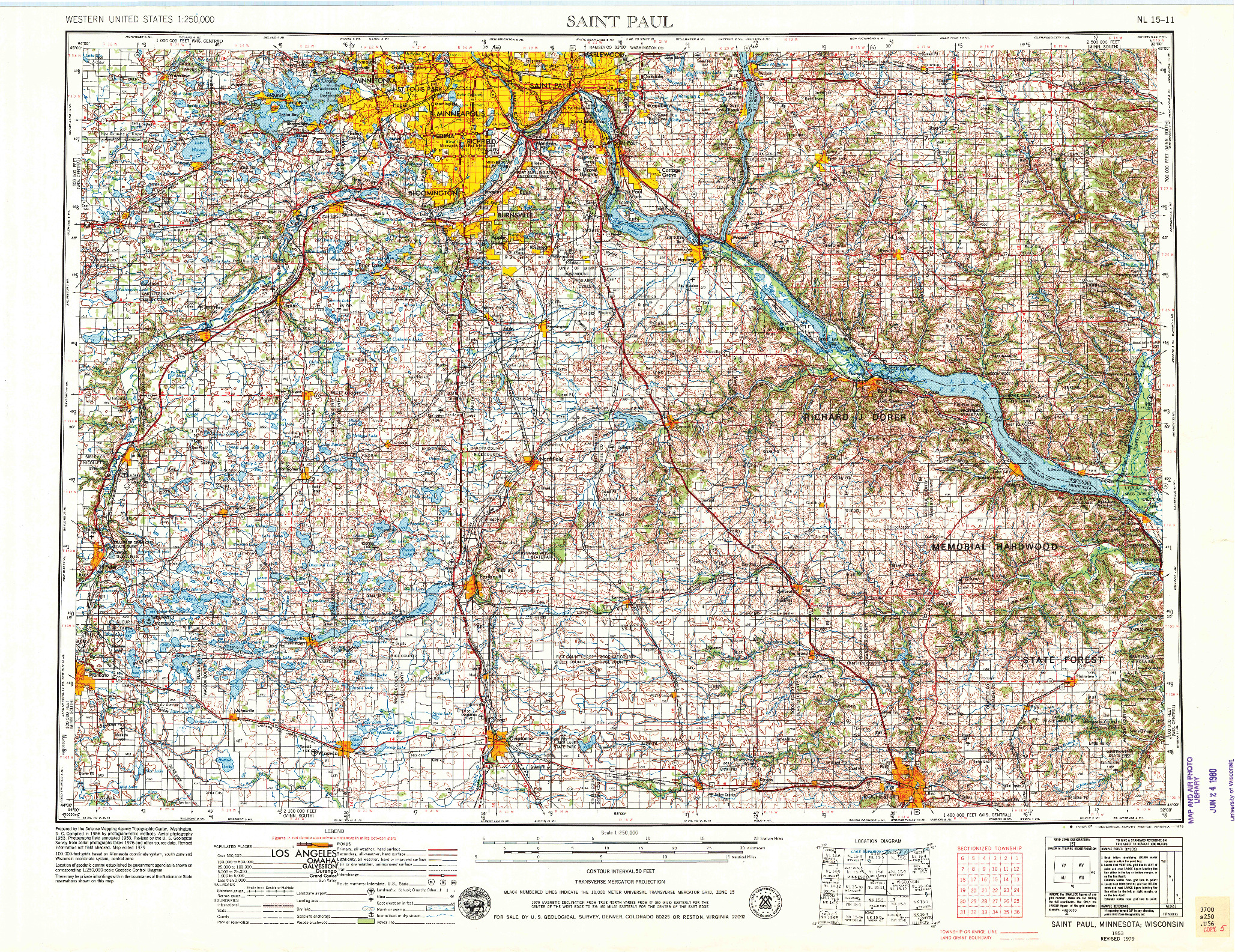 USGS 1:250000-SCALE QUADRANGLE FOR SAINT PAUL, MN 1953