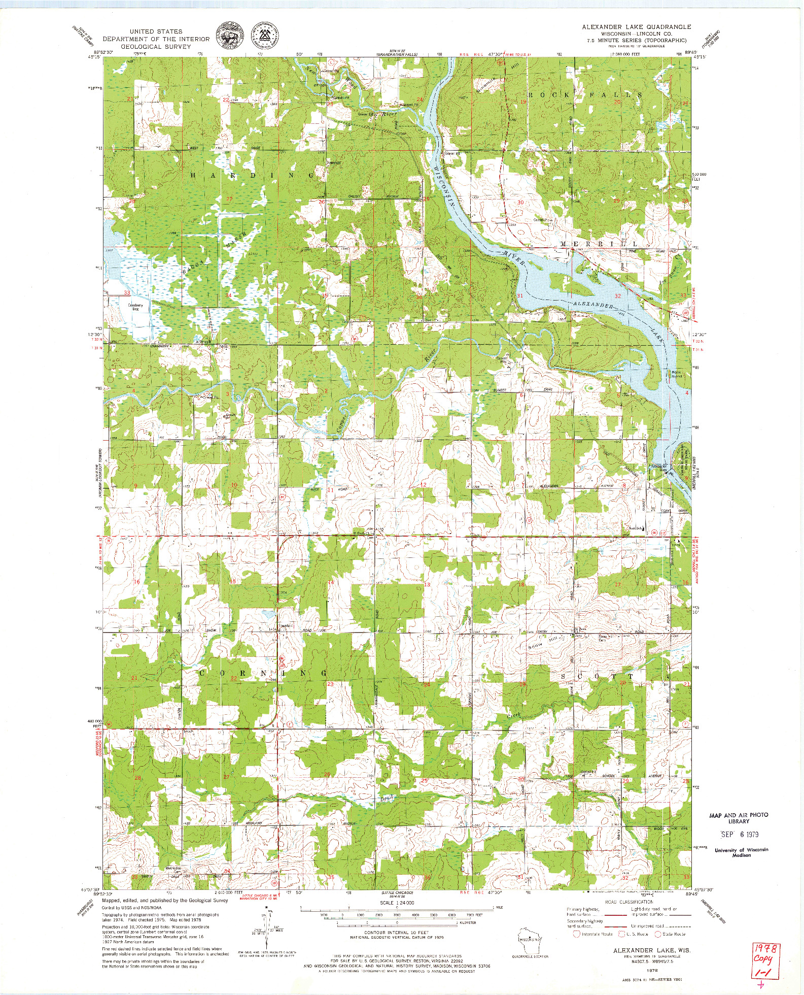 USGS 1:24000-SCALE QUADRANGLE FOR ALEXANDER LAKE, WI 1978