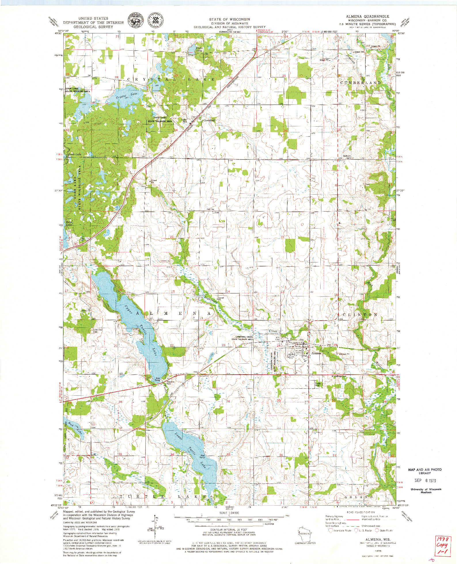 USGS 1:24000-SCALE QUADRANGLE FOR ALMENA, WI 1978