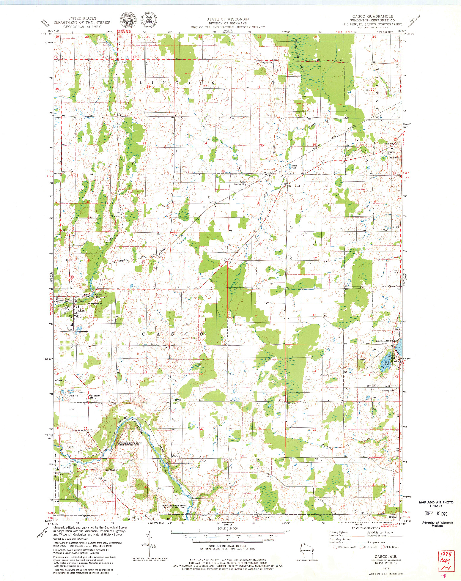 USGS 1:24000-SCALE QUADRANGLE FOR CASCO, WI 1978