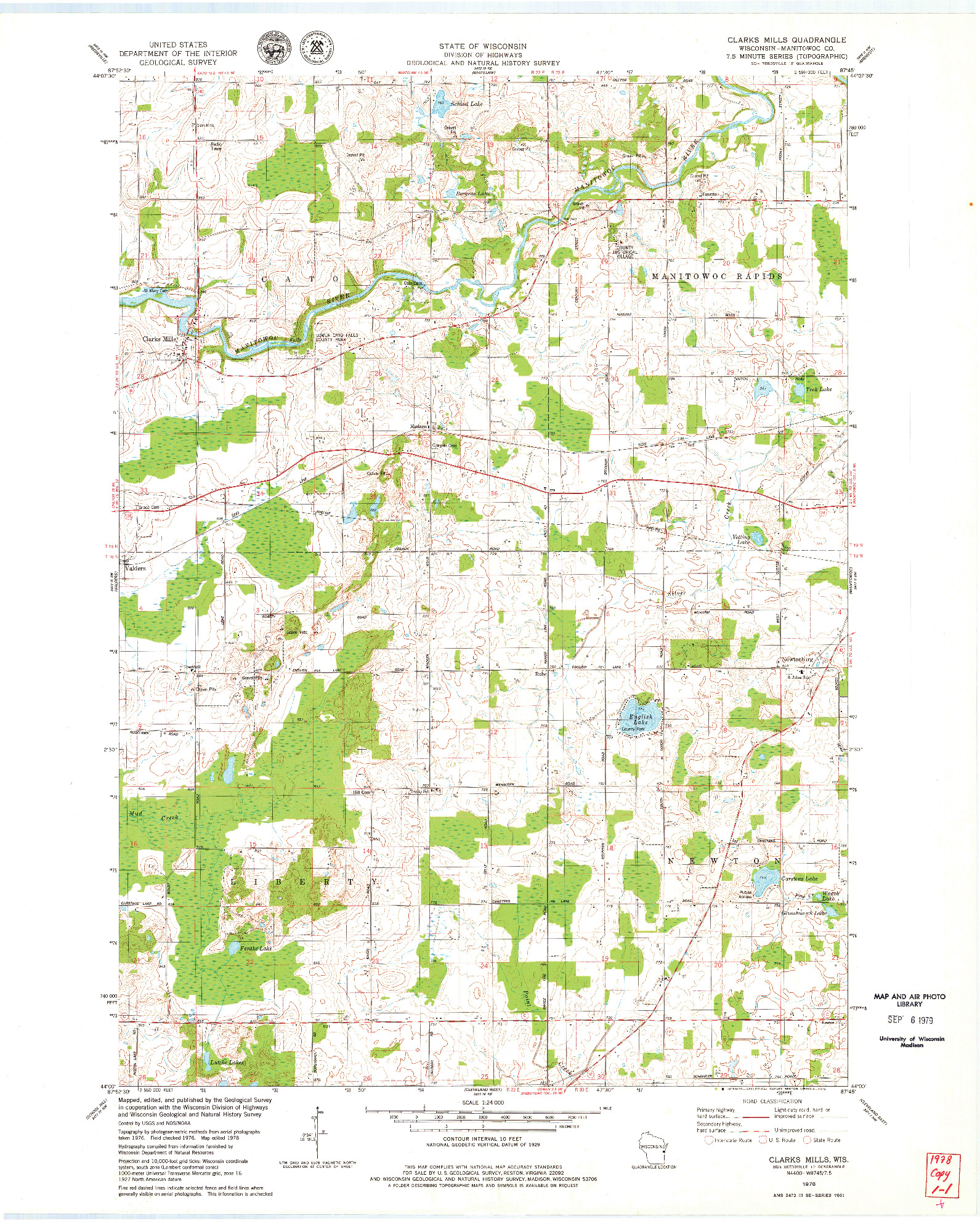 USGS 1:24000-SCALE QUADRANGLE FOR CLARKS MILLS, WI 1978