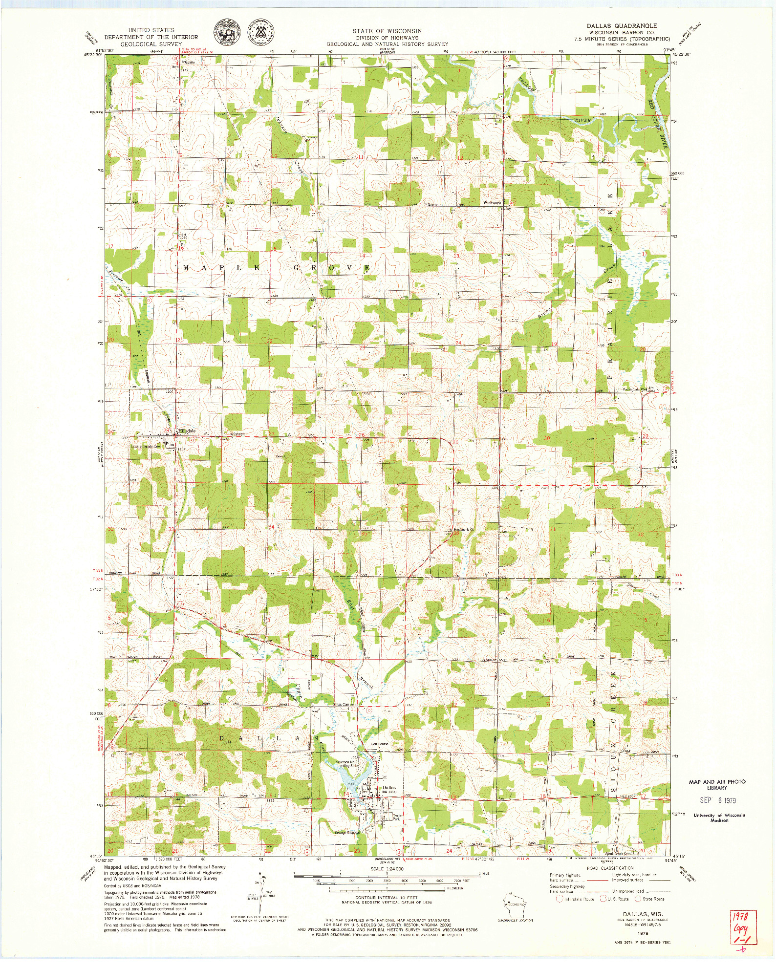 USGS 1:24000-SCALE QUADRANGLE FOR DALLAS, WI 1978