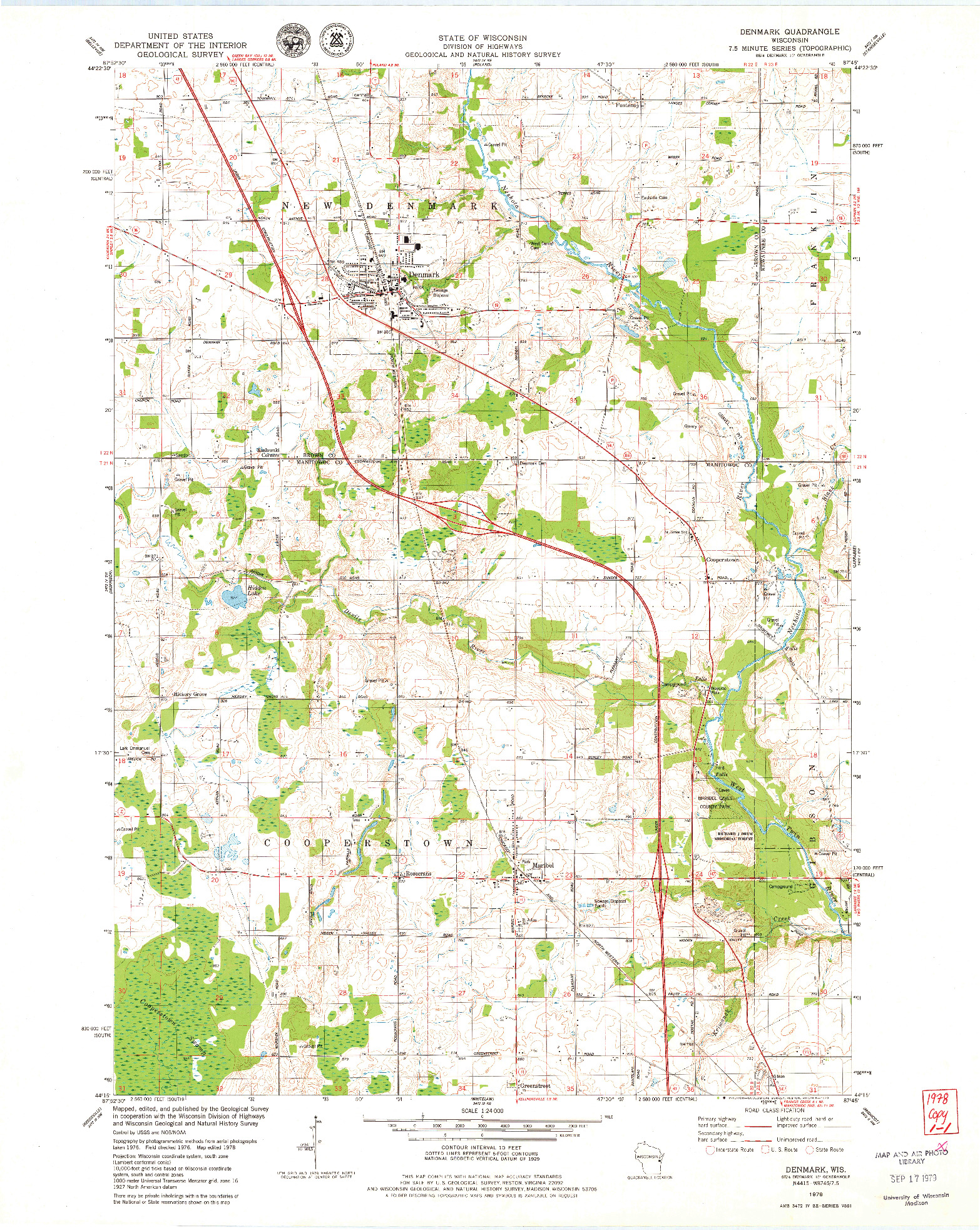 USGS 1:24000-SCALE QUADRANGLE FOR DENMARK, WI 1978