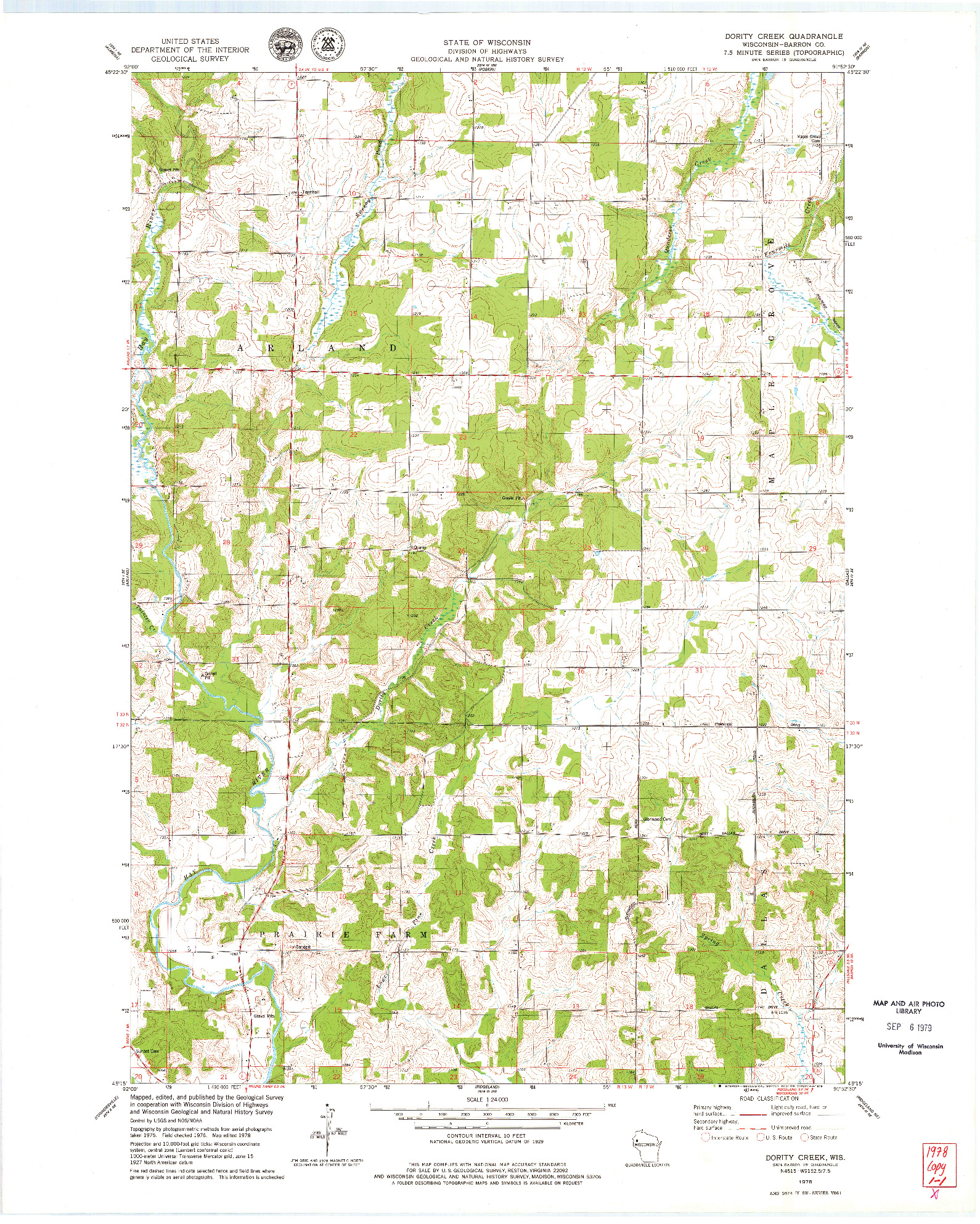 USGS 1:24000-SCALE QUADRANGLE FOR DORITY CREEK, WI 1978