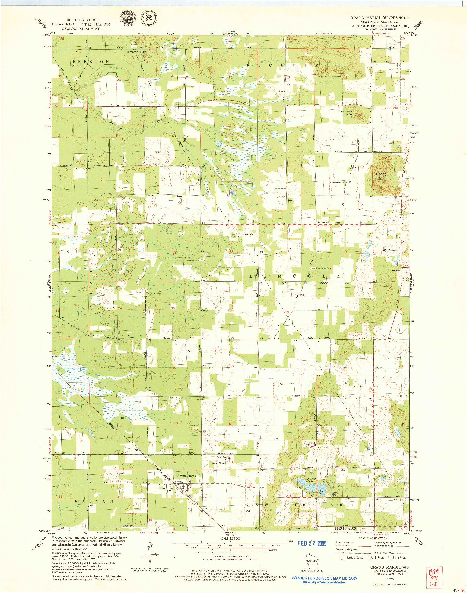 USGS 1:24000-SCALE QUADRANGLE FOR GRAND MARSH, WI 1979