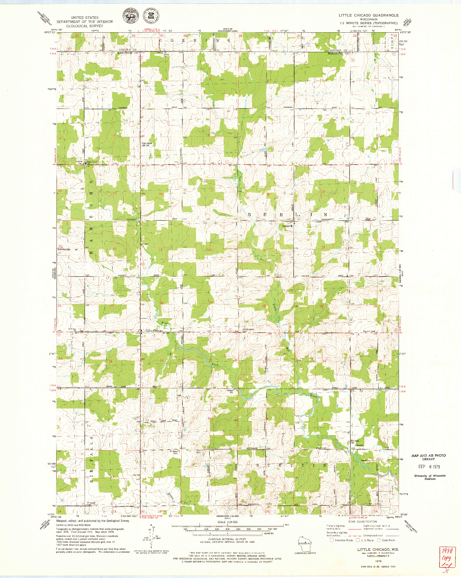 USGS 1:24000-SCALE QUADRANGLE FOR LITTLE CHICAGO, WI 1978