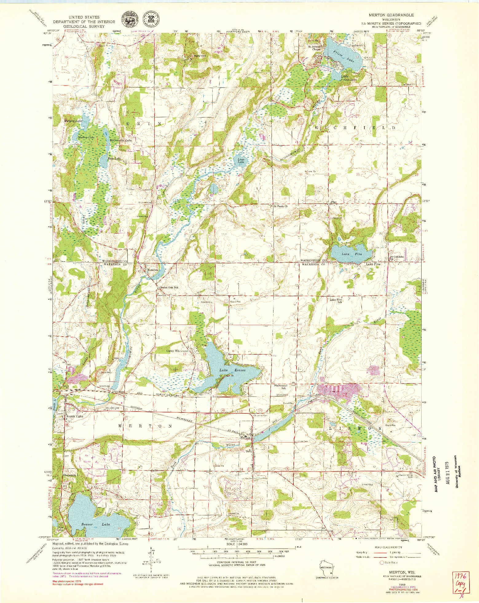 USGS 1:24000-SCALE QUADRANGLE FOR MERTON, WI 1959