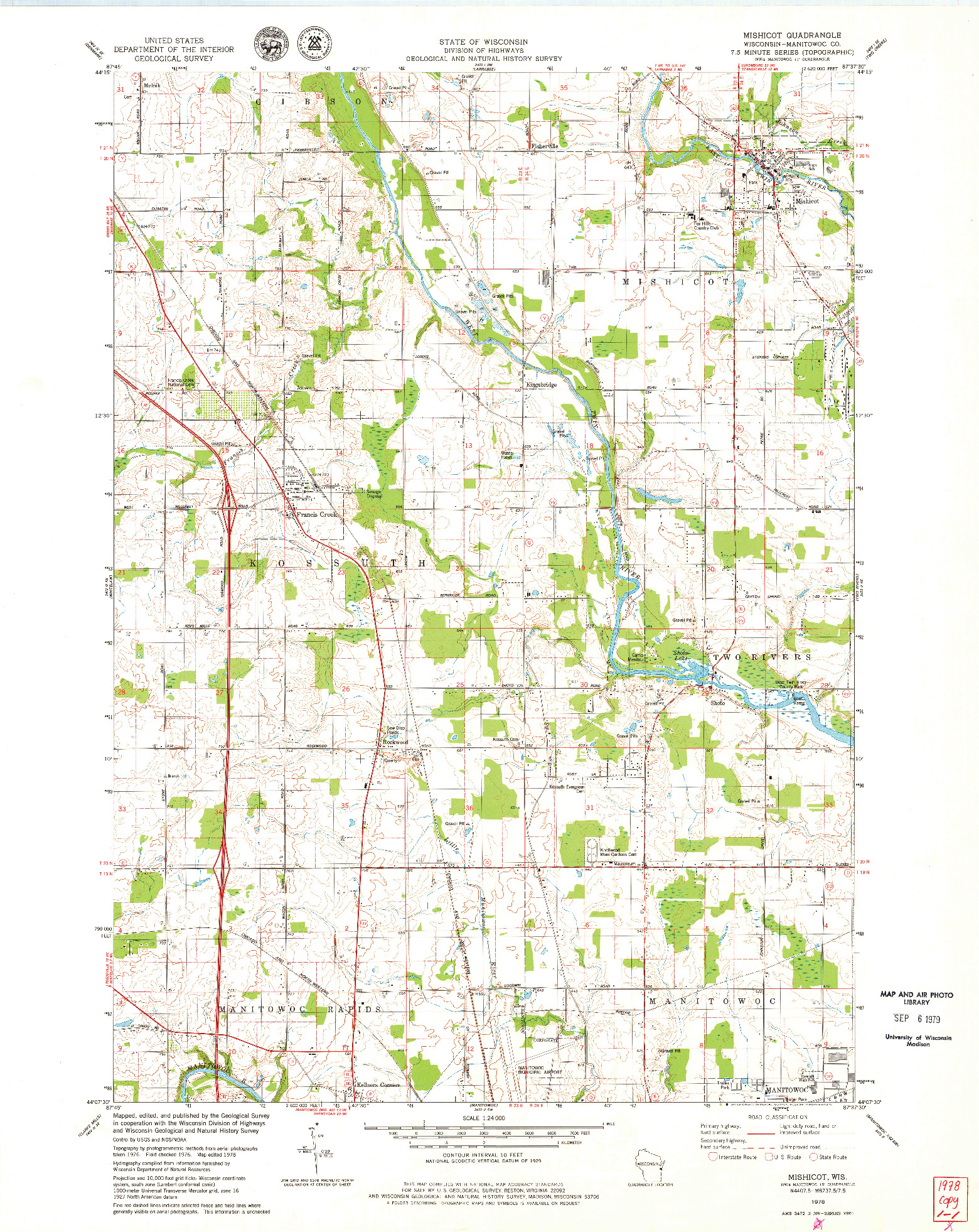 USGS 1:24000-SCALE QUADRANGLE FOR MISHICOT, WI 1978