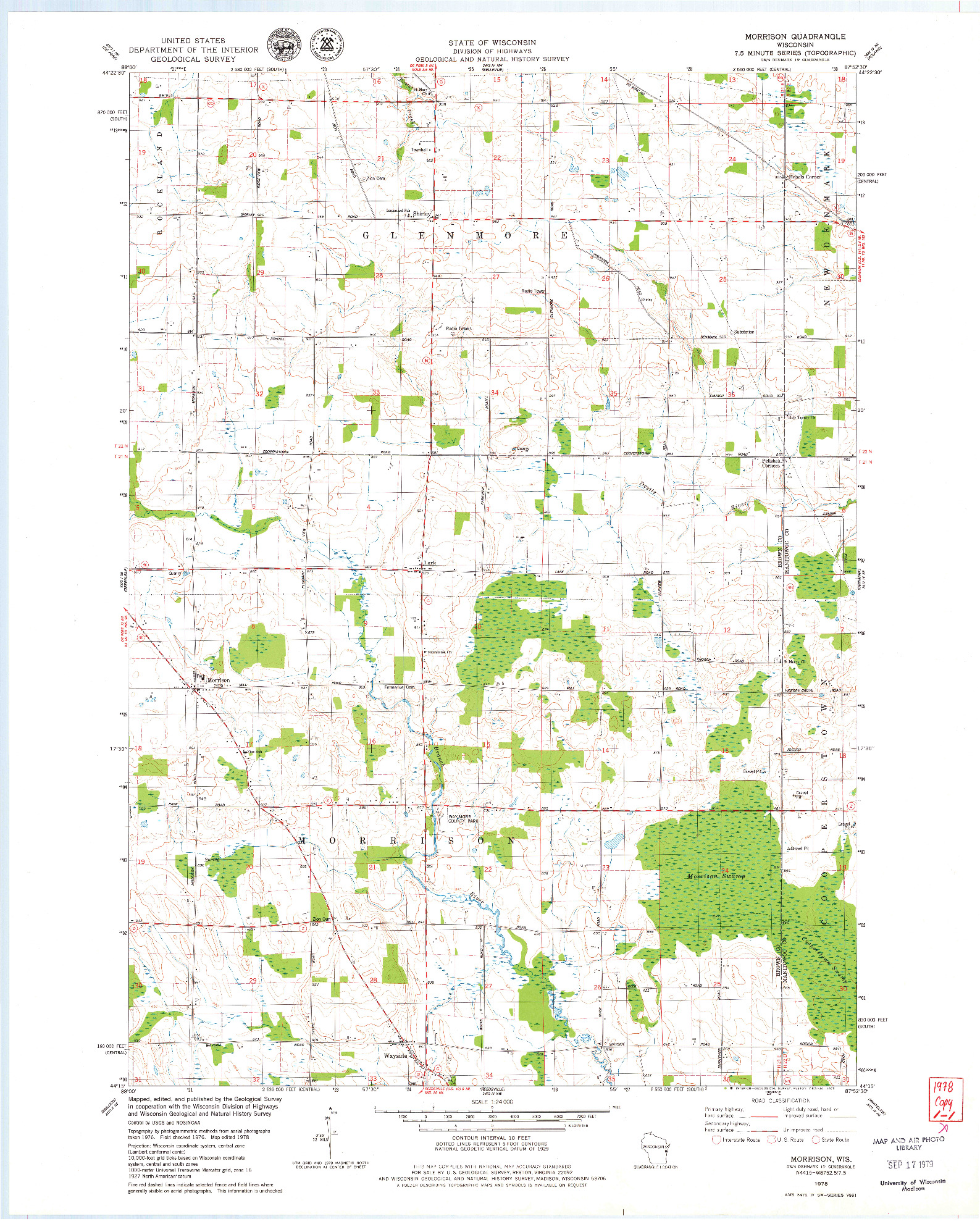 USGS 1:24000-SCALE QUADRANGLE FOR MORRISON, WI 1978