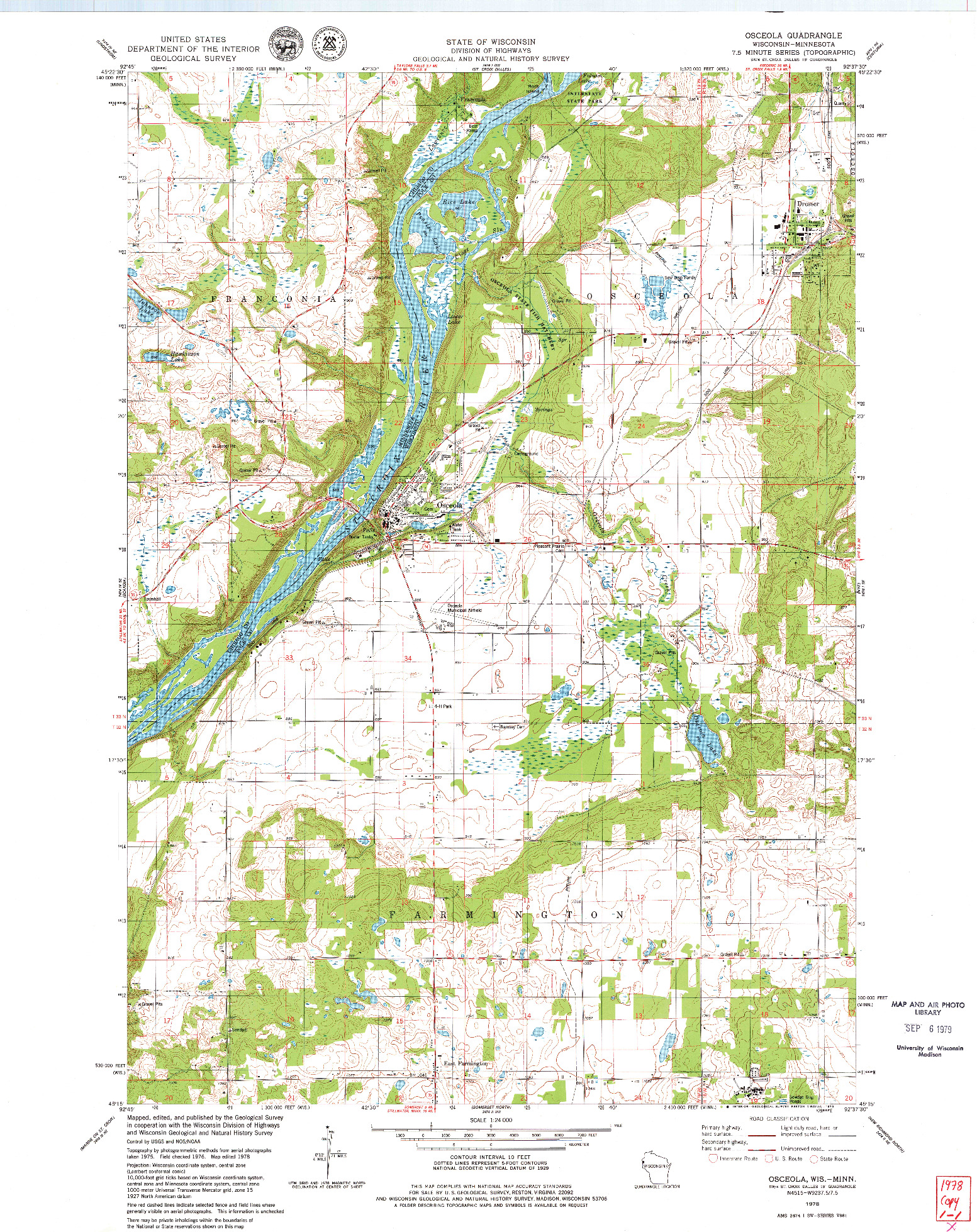 USGS 1:24000-SCALE QUADRANGLE FOR OSCEOLA, WI 1978