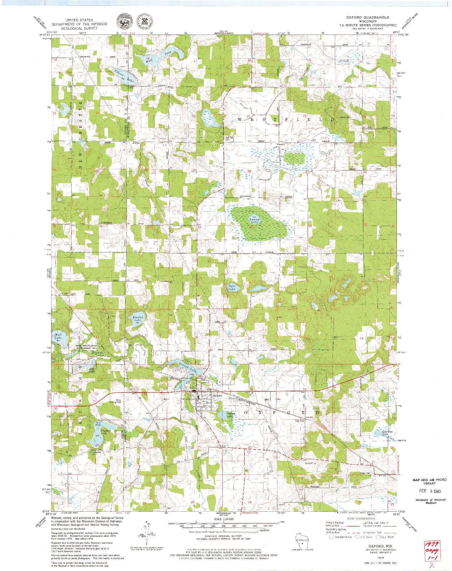 USGS 1:24000-SCALE QUADRANGLE FOR OXFORD, WI 1979