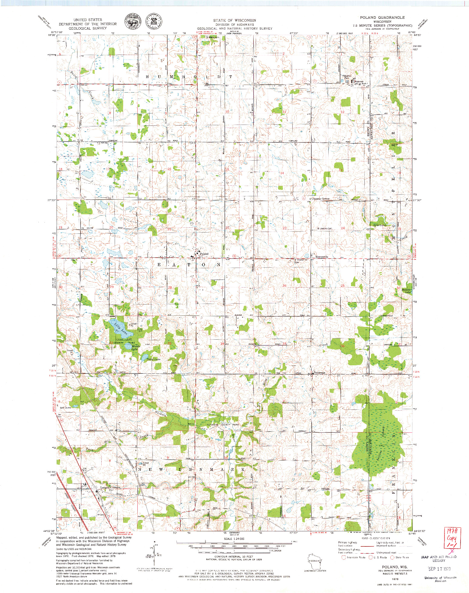 USGS 1:24000-SCALE QUADRANGLE FOR POLAND, WI 1978