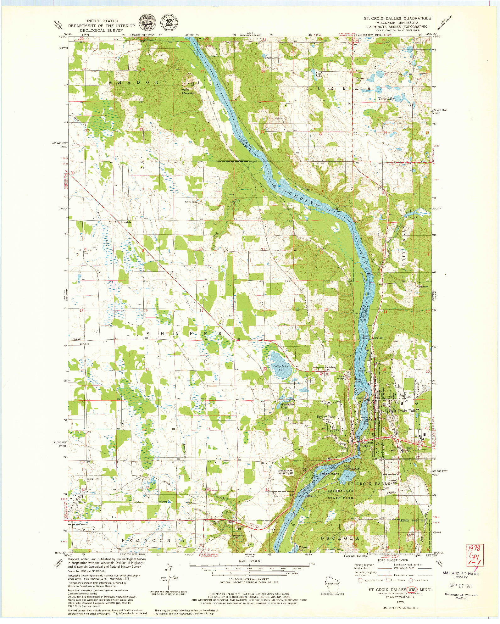 USGS 1:24000-SCALE QUADRANGLE FOR ST. CROIX DALLES, WI 1978