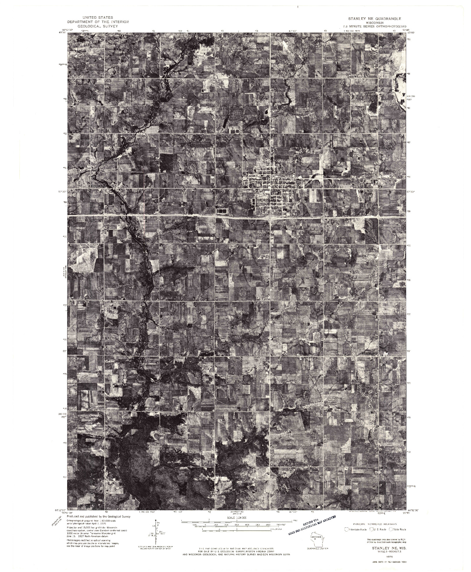 USGS 1:24000-SCALE QUADRANGLE FOR STANLEY NE, WI 1976