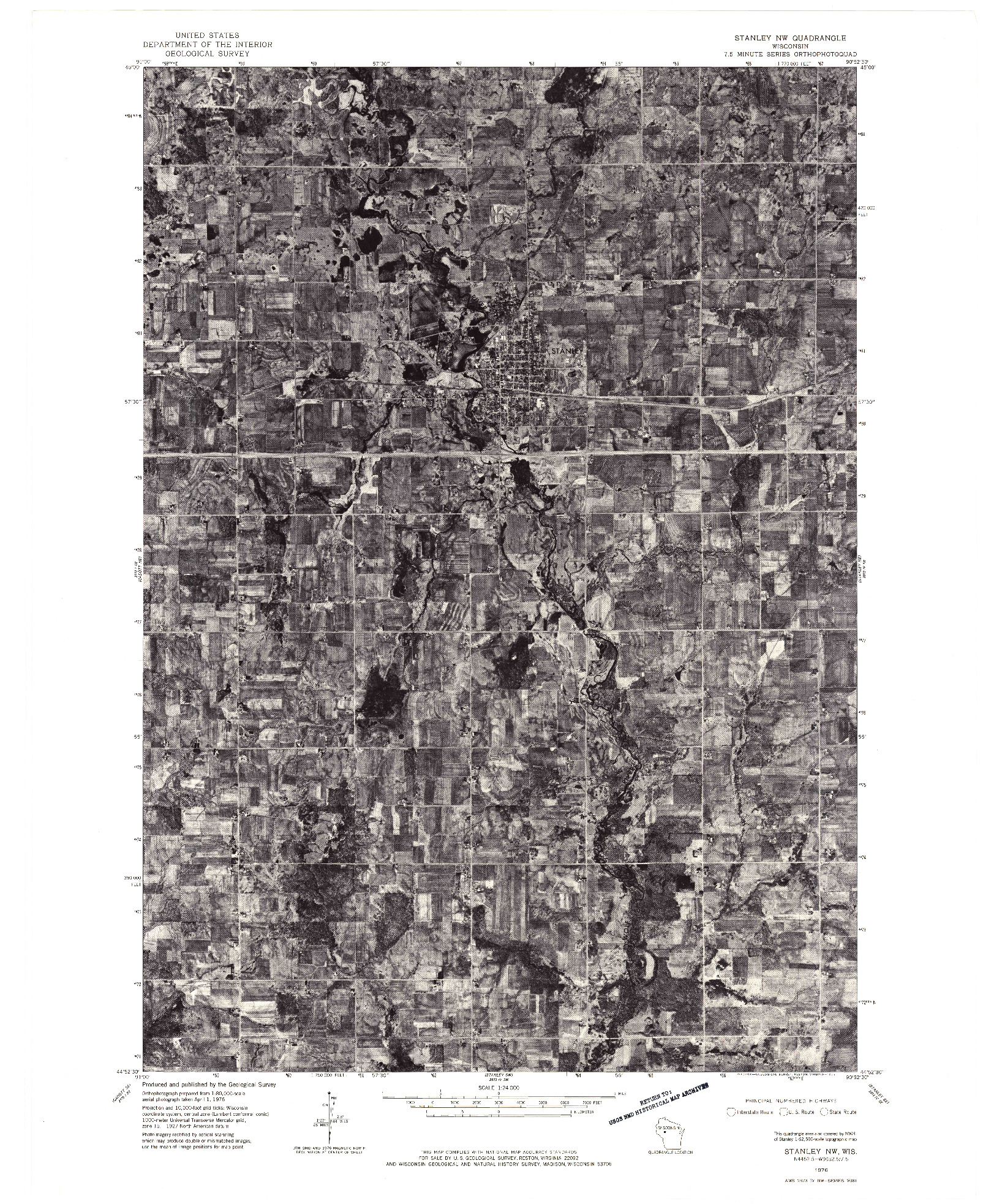 USGS 1:24000-SCALE QUADRANGLE FOR STANLEY NW, WI 1976