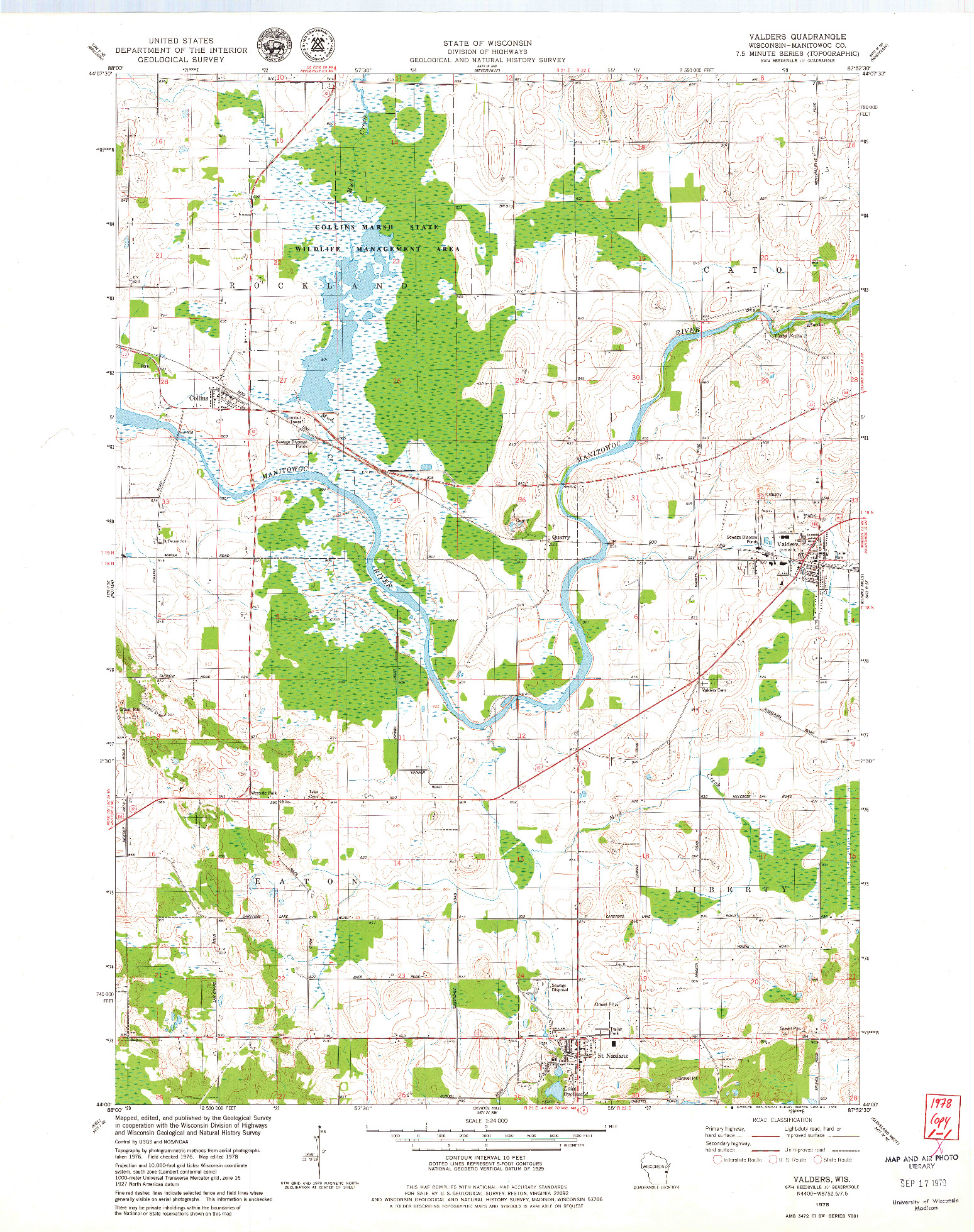 USGS 1:24000-SCALE QUADRANGLE FOR VALDERS, WI 1978