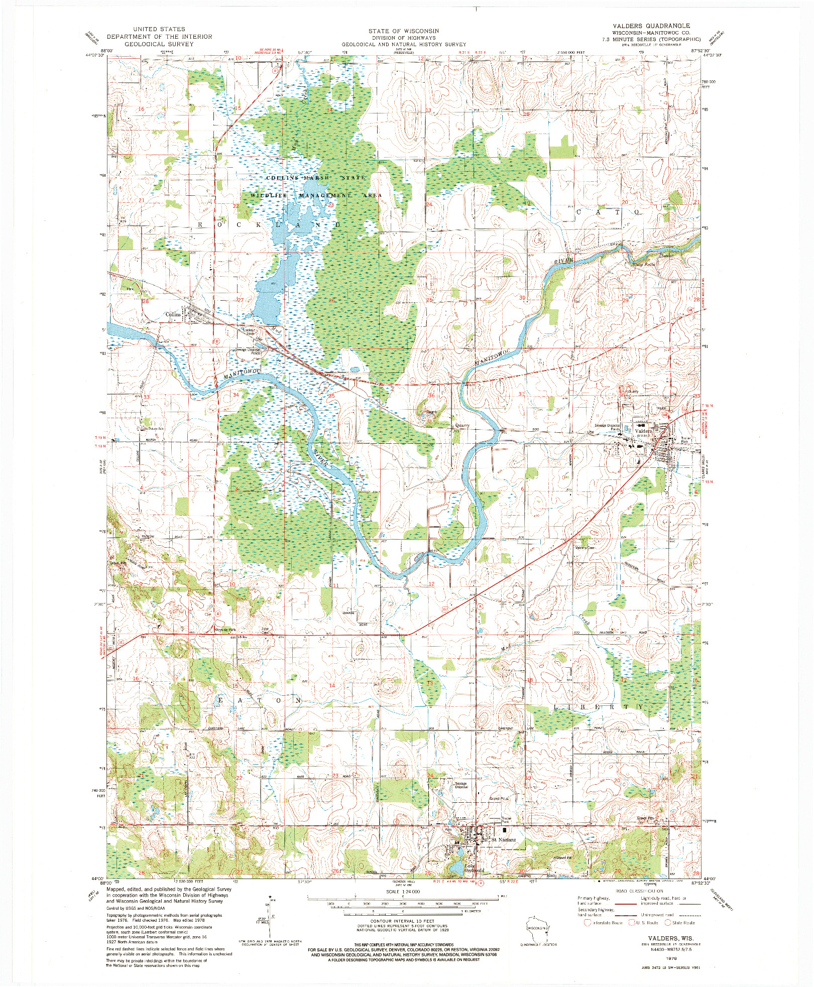 USGS 1:24000-SCALE QUADRANGLE FOR VALDERS, WI 1978