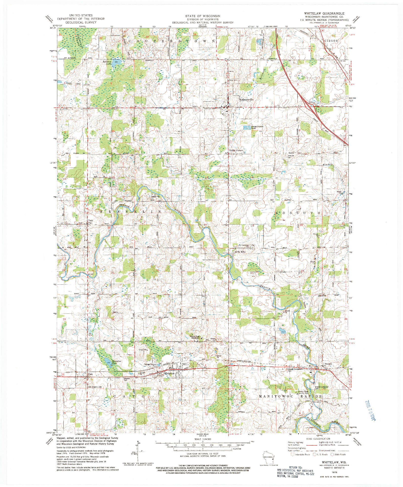 USGS 1:24000-SCALE QUADRANGLE FOR WHITELAW, WI 1978