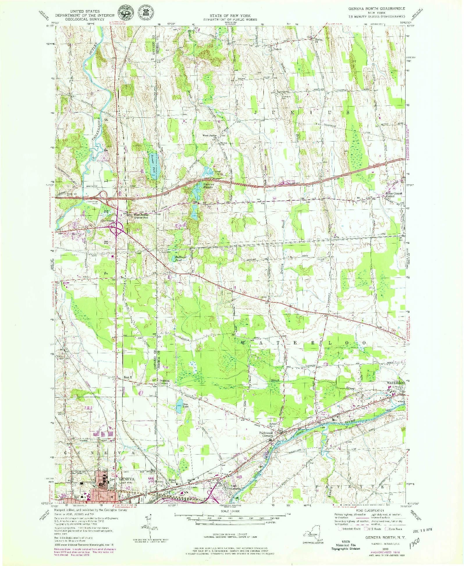 USGS 1:24000-SCALE QUADRANGLE FOR GENEVA NORTH, NY 1953