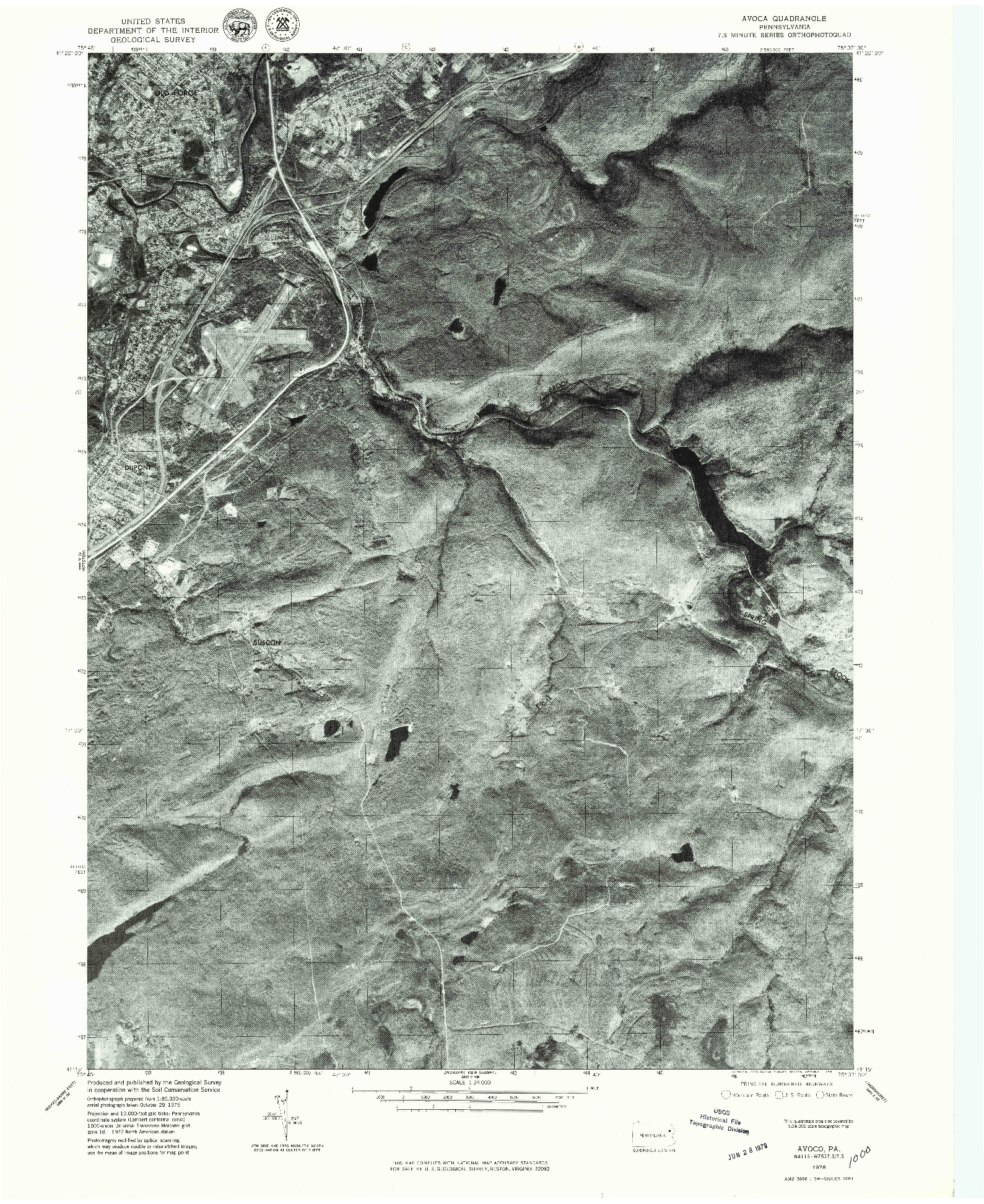 USGS 1:24000-SCALE QUADRANGLE FOR AVOCA, PA 1976