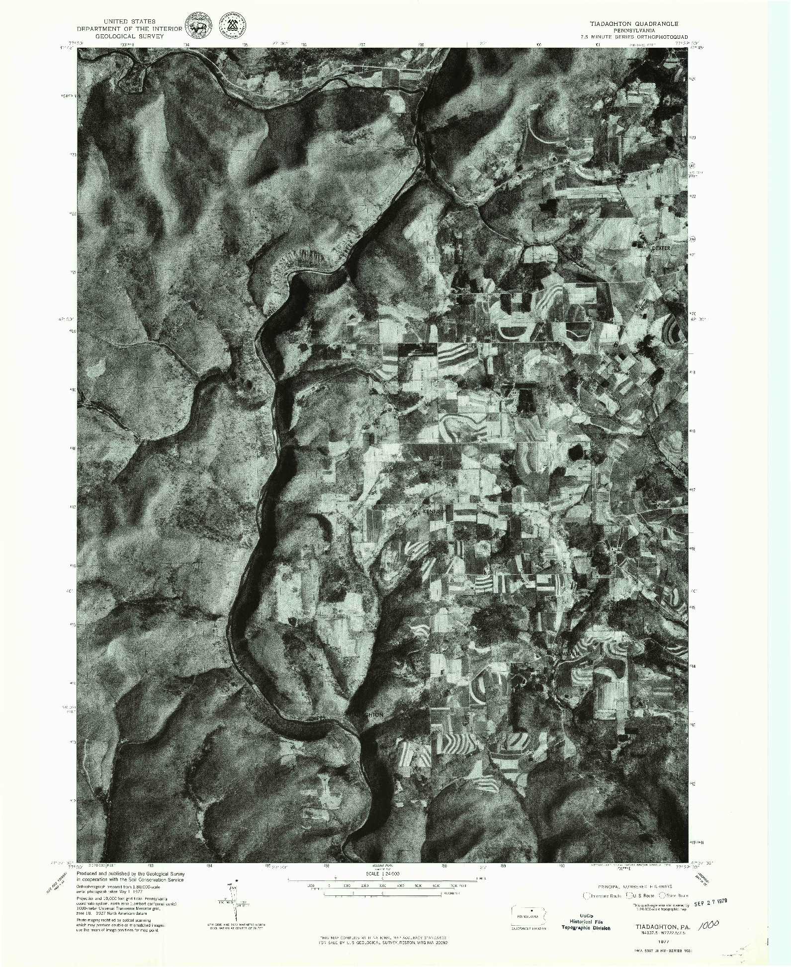 USGS 1:24000-SCALE QUADRANGLE FOR TIADAGHTON, PA 1977