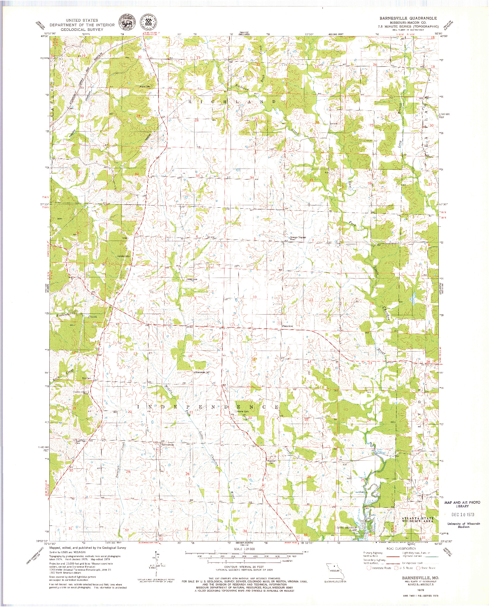 USGS 1:24000-SCALE QUADRANGLE FOR BARNESVILLE, MO 1979