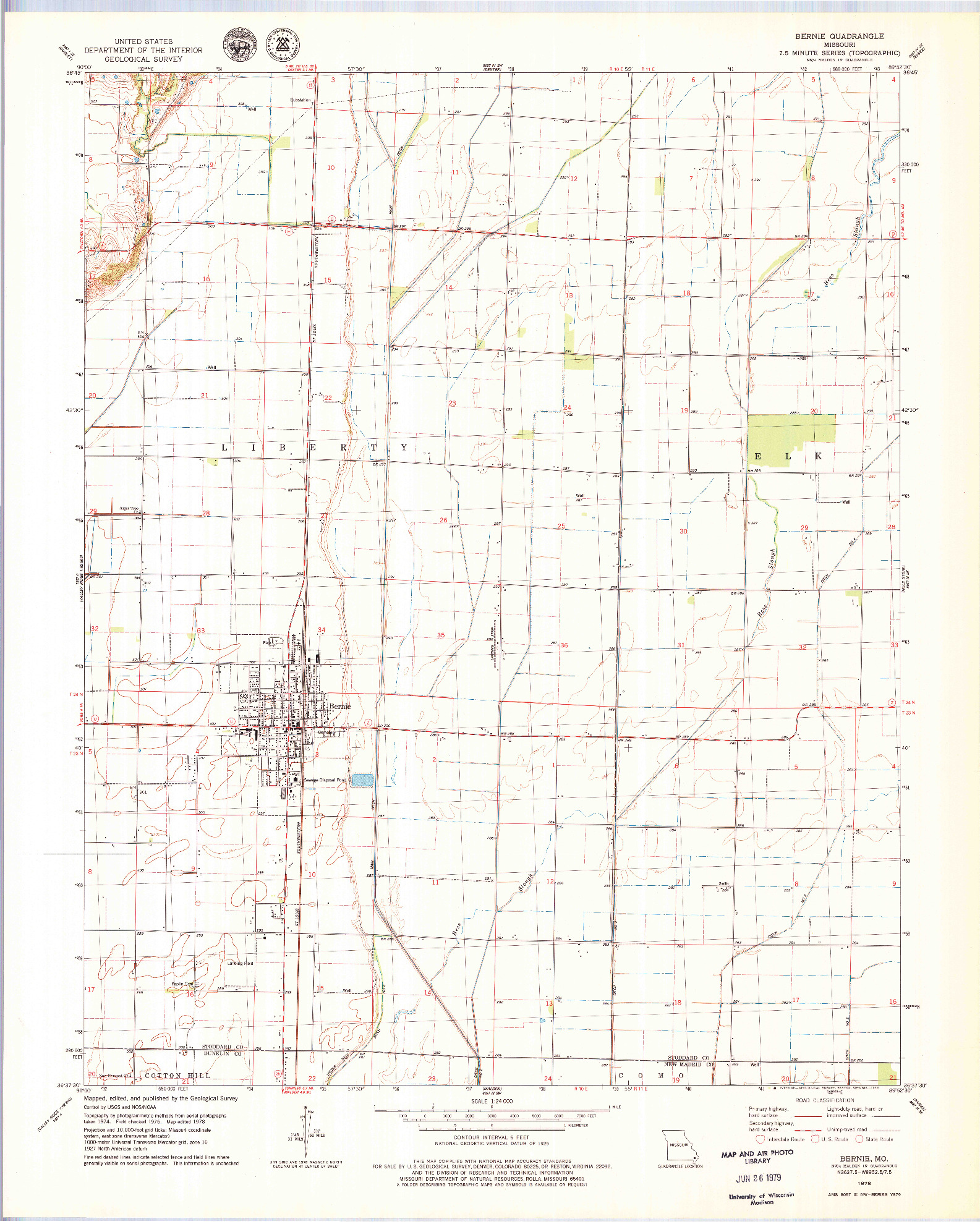 USGS 1:24000-SCALE QUADRANGLE FOR BERNIE, MO 1978