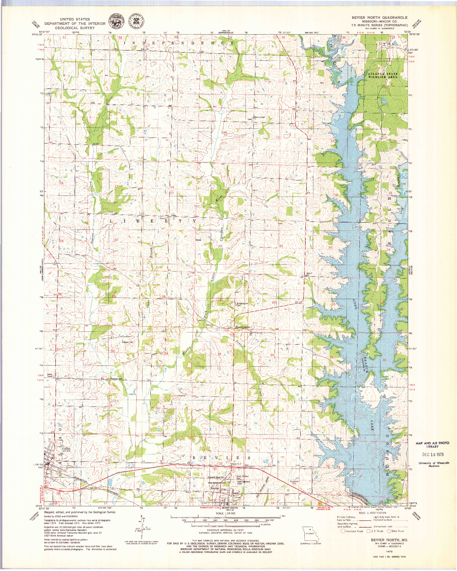 USGS 1:24000-SCALE QUADRANGLE FOR BEVIER NORTH, MO 1979