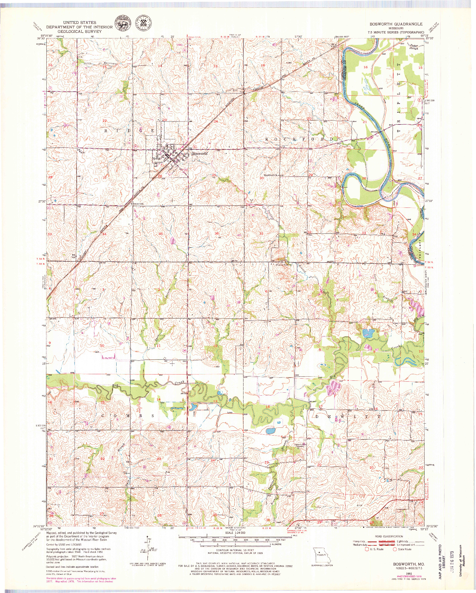 USGS 1:24000-SCALE QUADRANGLE FOR BOSWORTH, MO 1951
