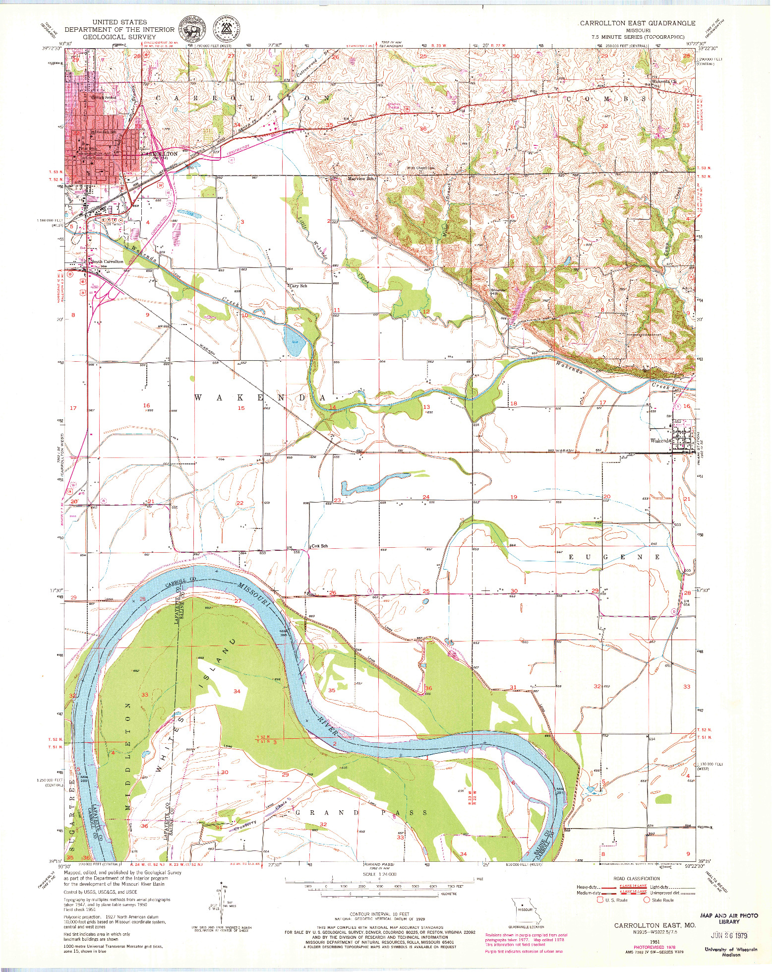 USGS 1:24000-SCALE QUADRANGLE FOR CARROLLTON EAST, MO 1951