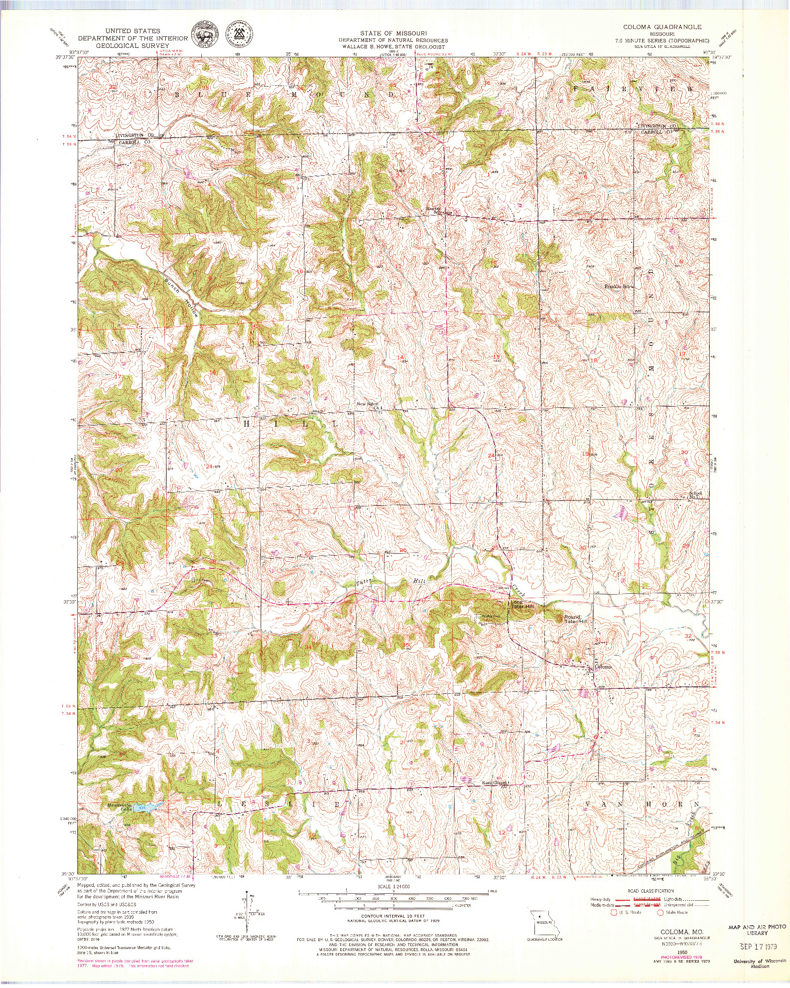 USGS 1:24000-SCALE QUADRANGLE FOR COLOMA, MO 1950