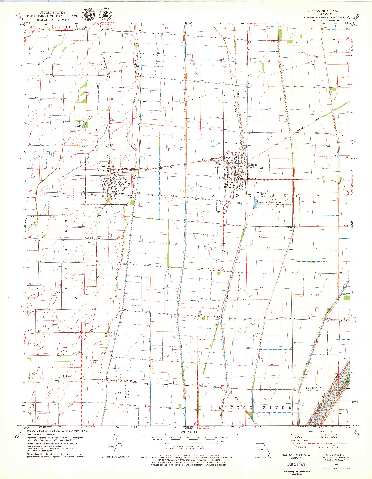 USGS 1:24000-SCALE QUADRANGLE FOR GIDEON, MO 1978
