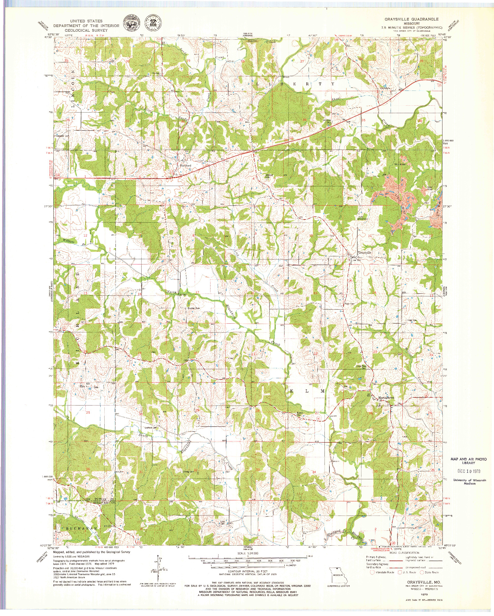 USGS 1:24000-SCALE QUADRANGLE FOR GRAYSVILLE, MO 1979