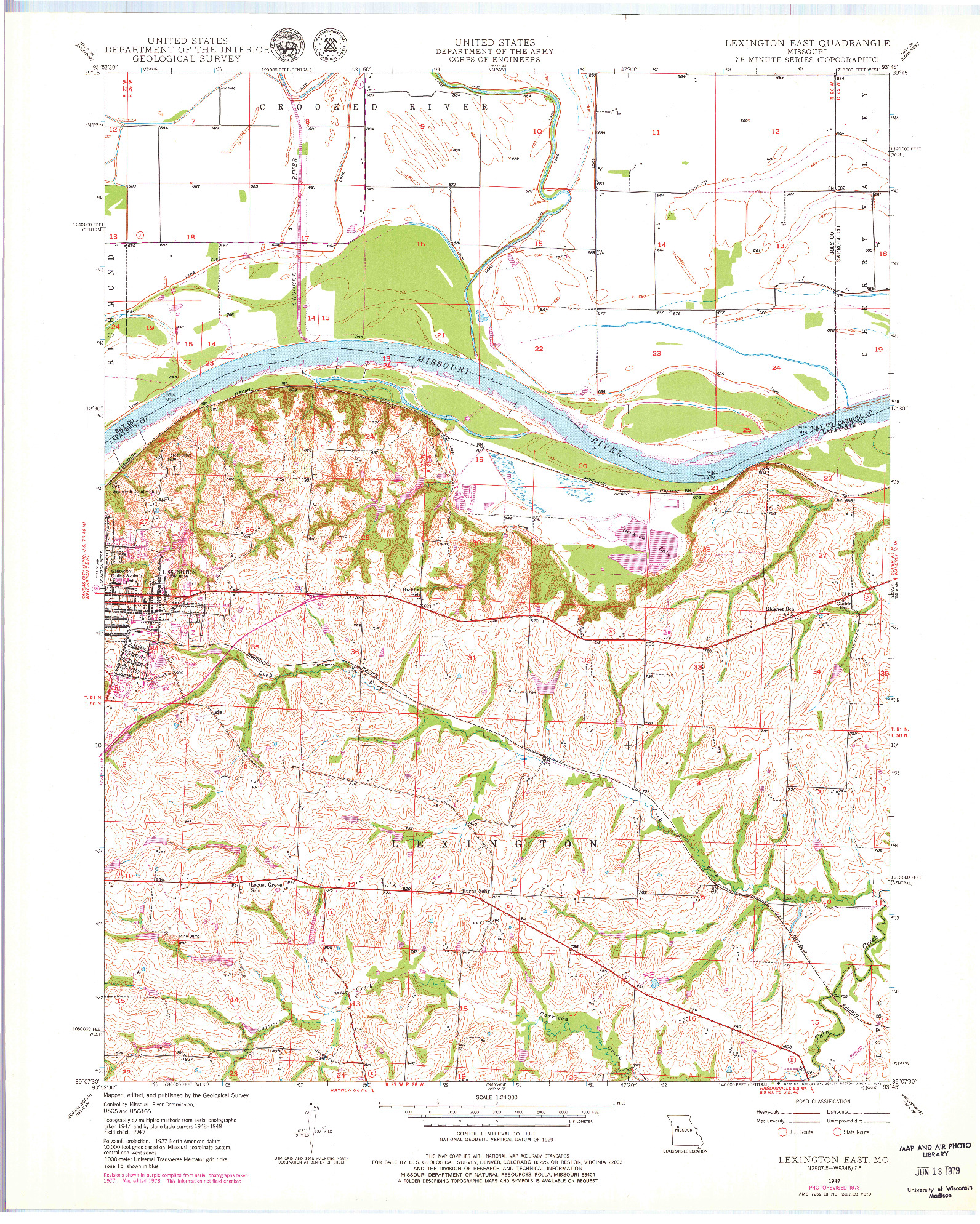 USGS 1:24000-SCALE QUADRANGLE FOR LEXINGTON EAST, MO 1949