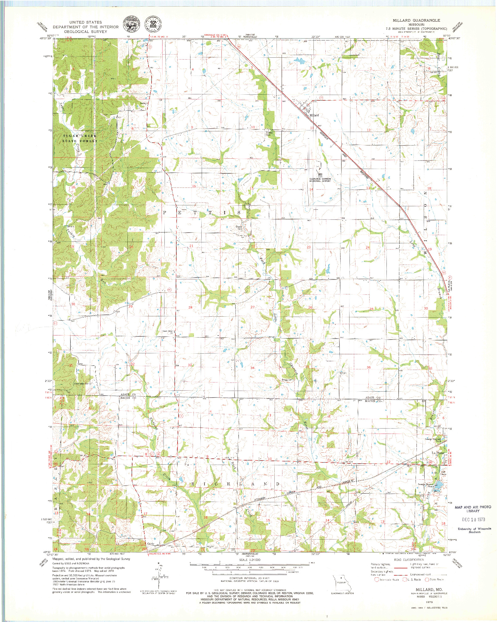 USGS 1:24000-SCALE QUADRANGLE FOR MILLARD, MO 1979