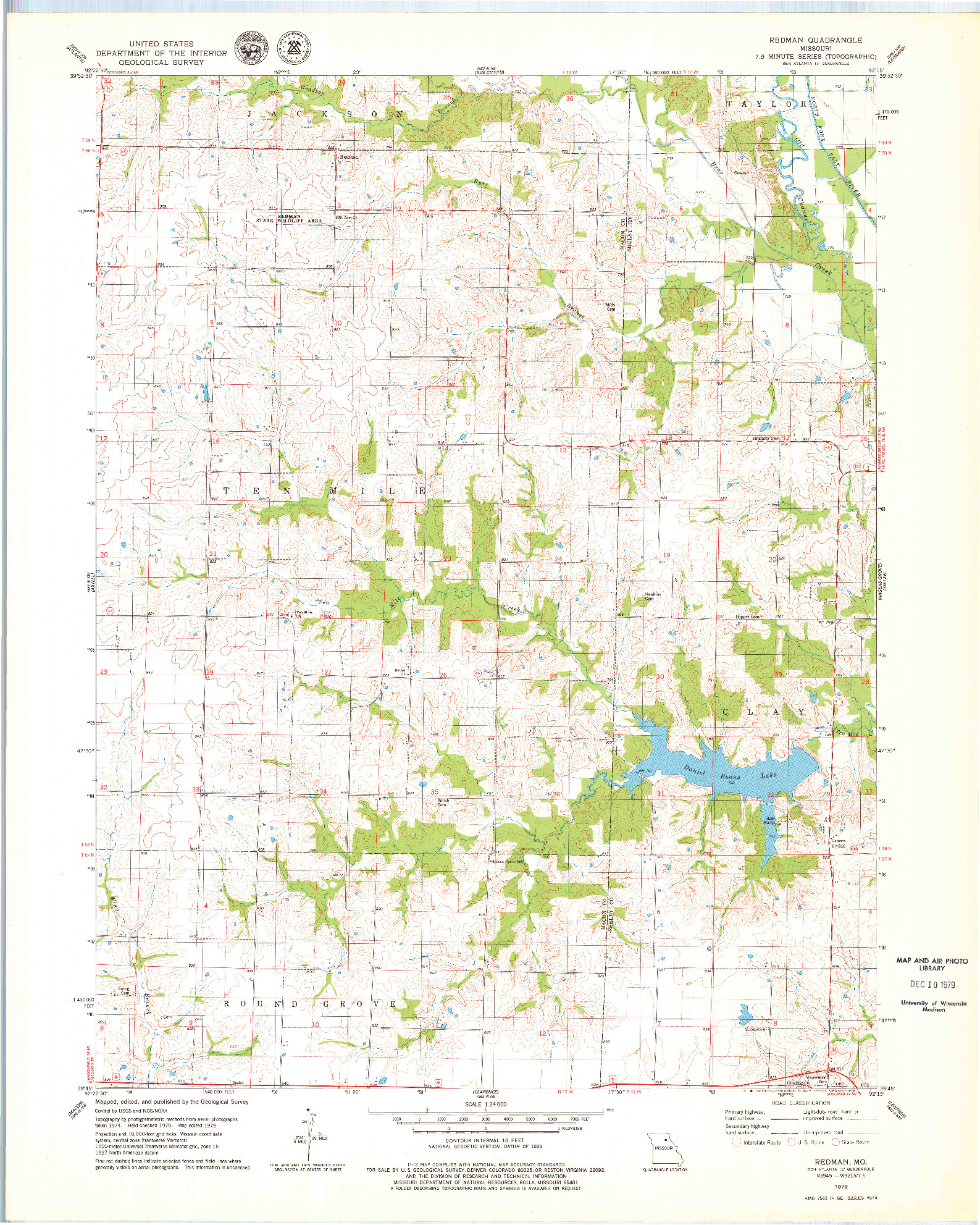 USGS 1:24000-SCALE QUADRANGLE FOR REDMAN, MO 1979