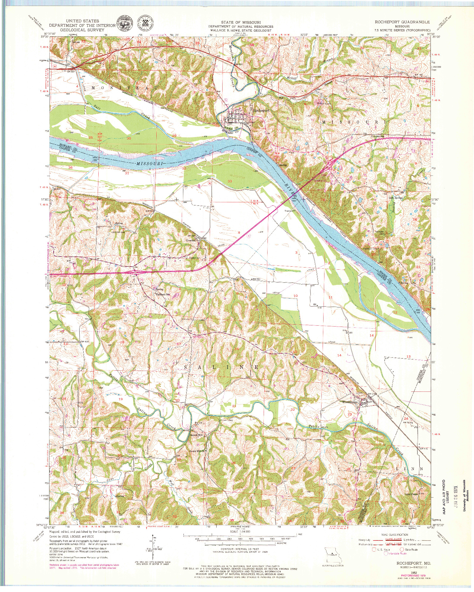 USGS 1:24000-SCALE QUADRANGLE FOR ROCHEPORT, MO 1952