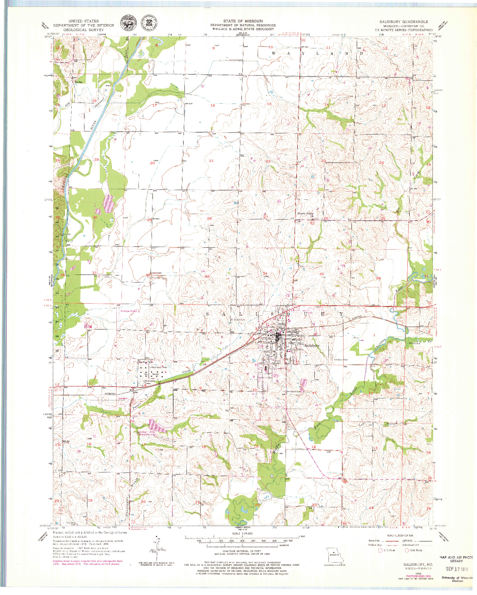 USGS 1:24000-SCALE QUADRANGLE FOR SALISBURY, MO 1956