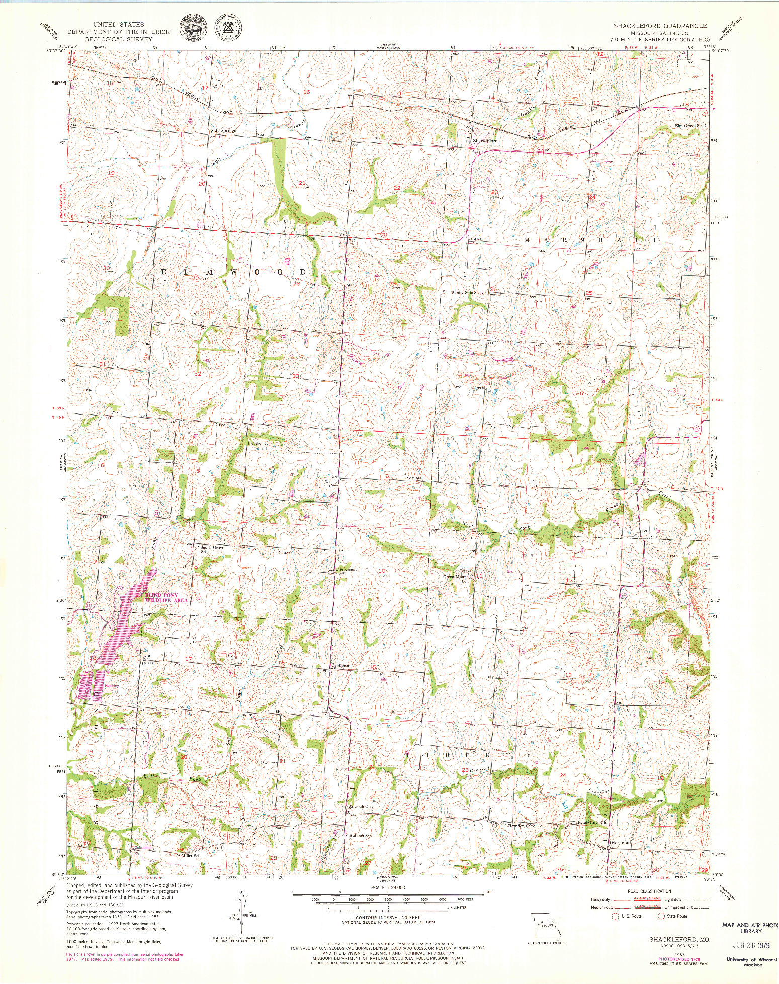 USGS 1:24000-SCALE QUADRANGLE FOR SHACKLEFORD, MO 1953