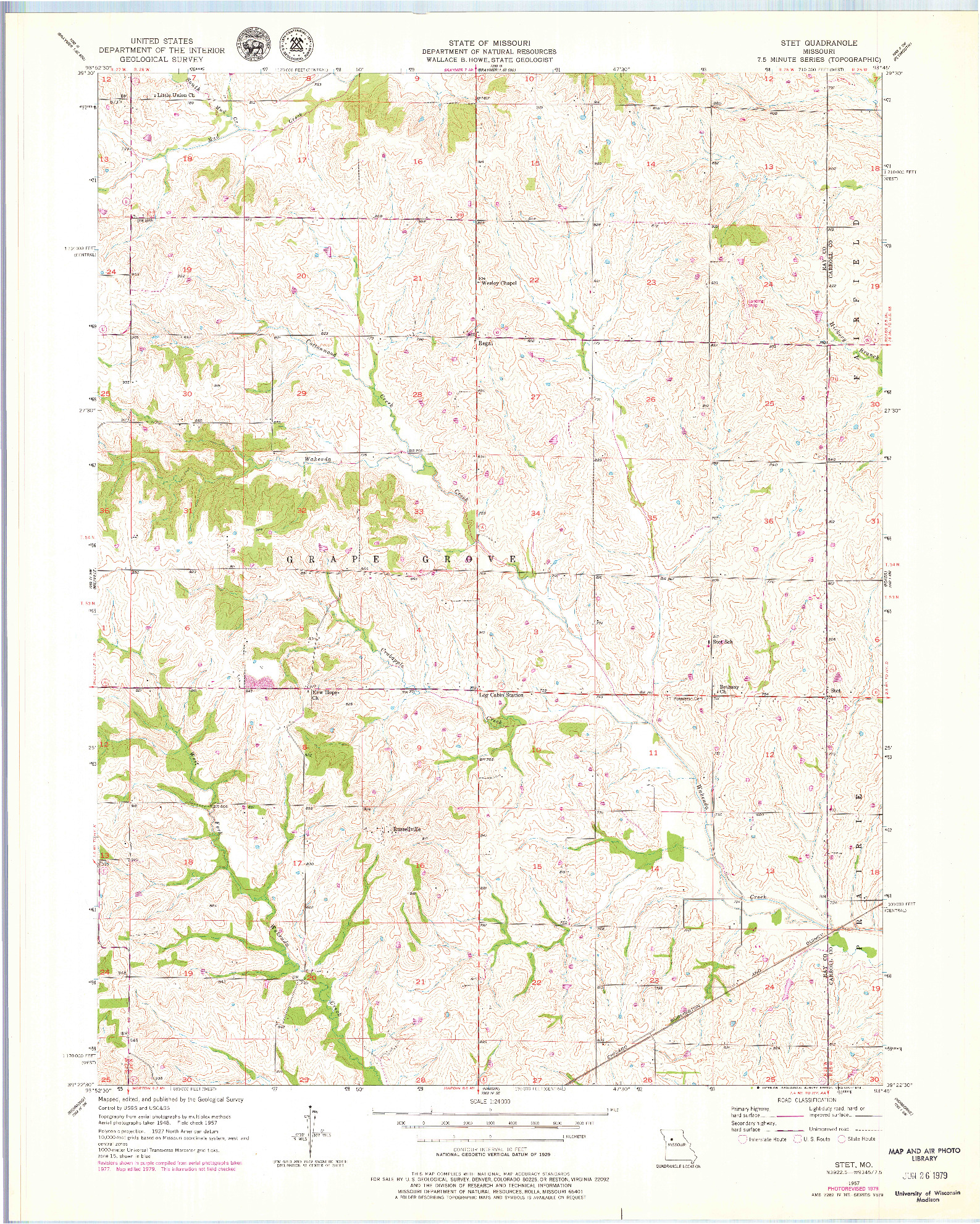 USGS 1:24000-SCALE QUADRANGLE FOR STET, MO 1957