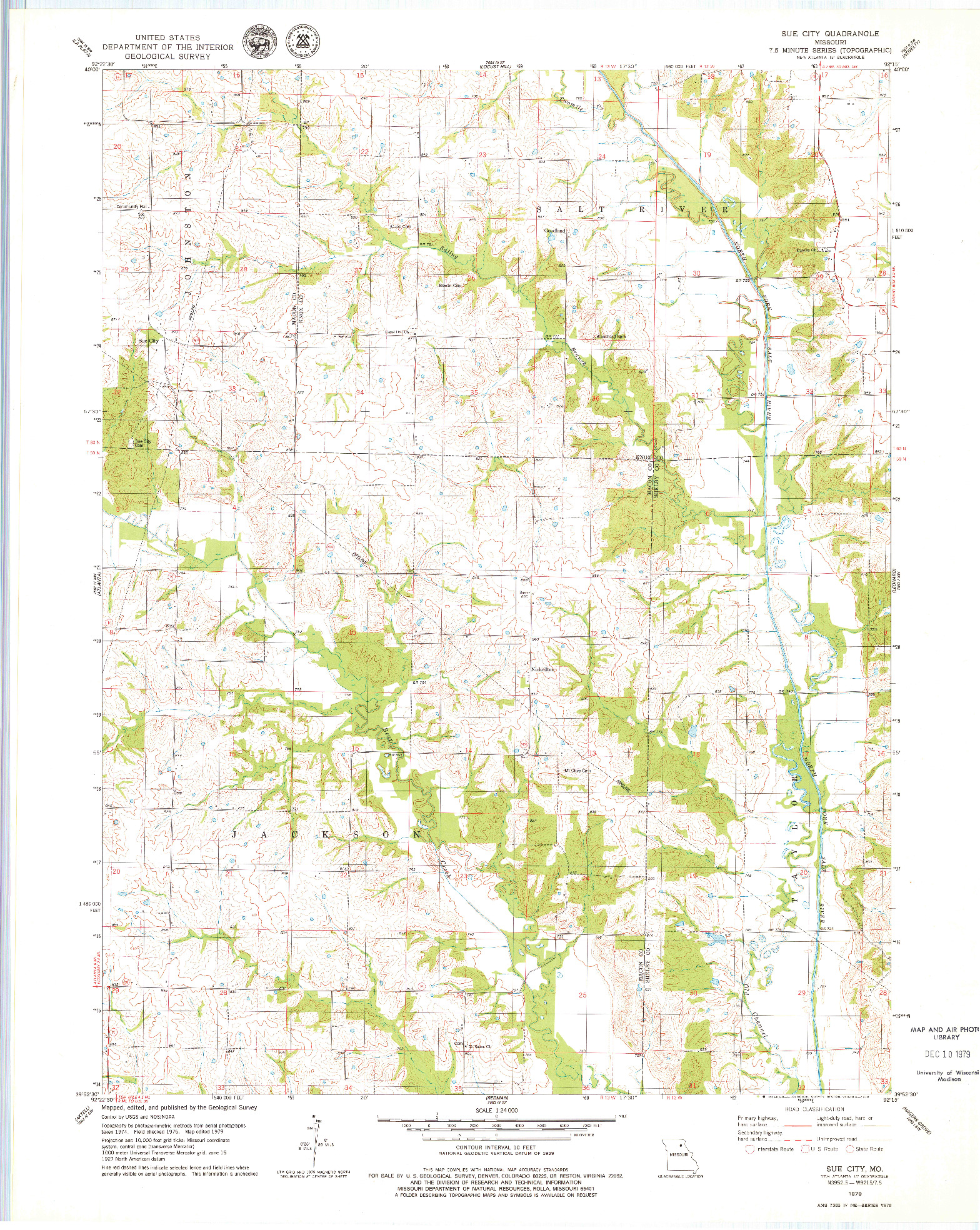 USGS 1:24000-SCALE QUADRANGLE FOR SUE CITY, MO 1979