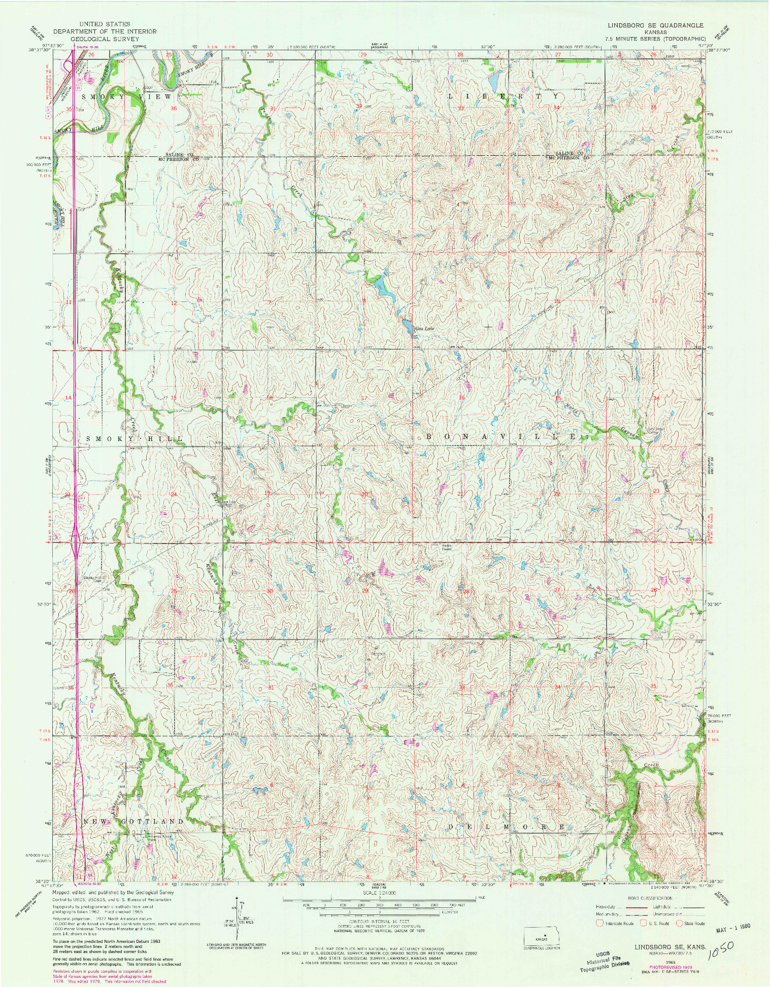 USGS 1:24000-SCALE QUADRANGLE FOR LINDSBORG SE, KS 1965