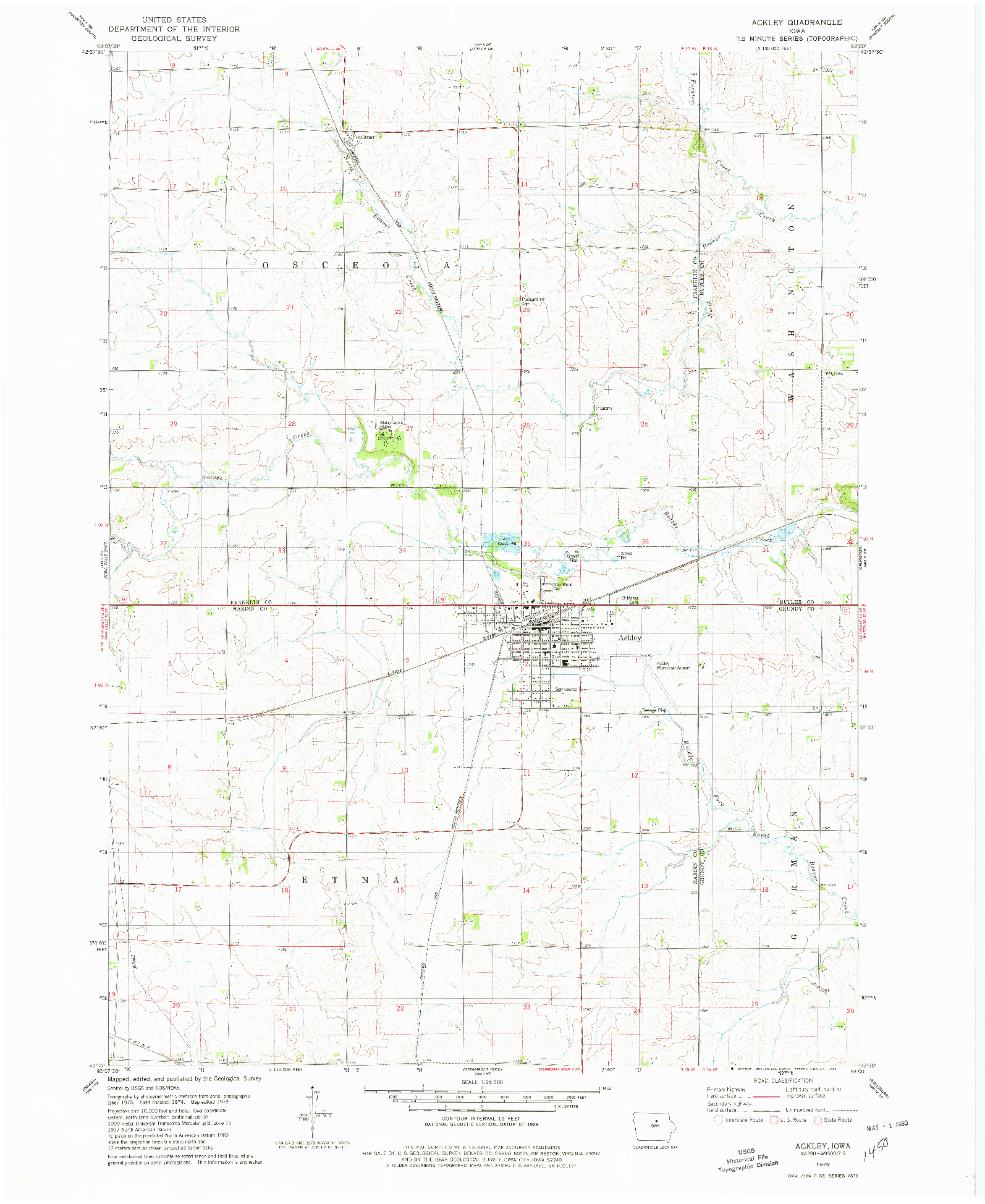 USGS 1:24000-SCALE QUADRANGLE FOR ACKLEY, IA 1979