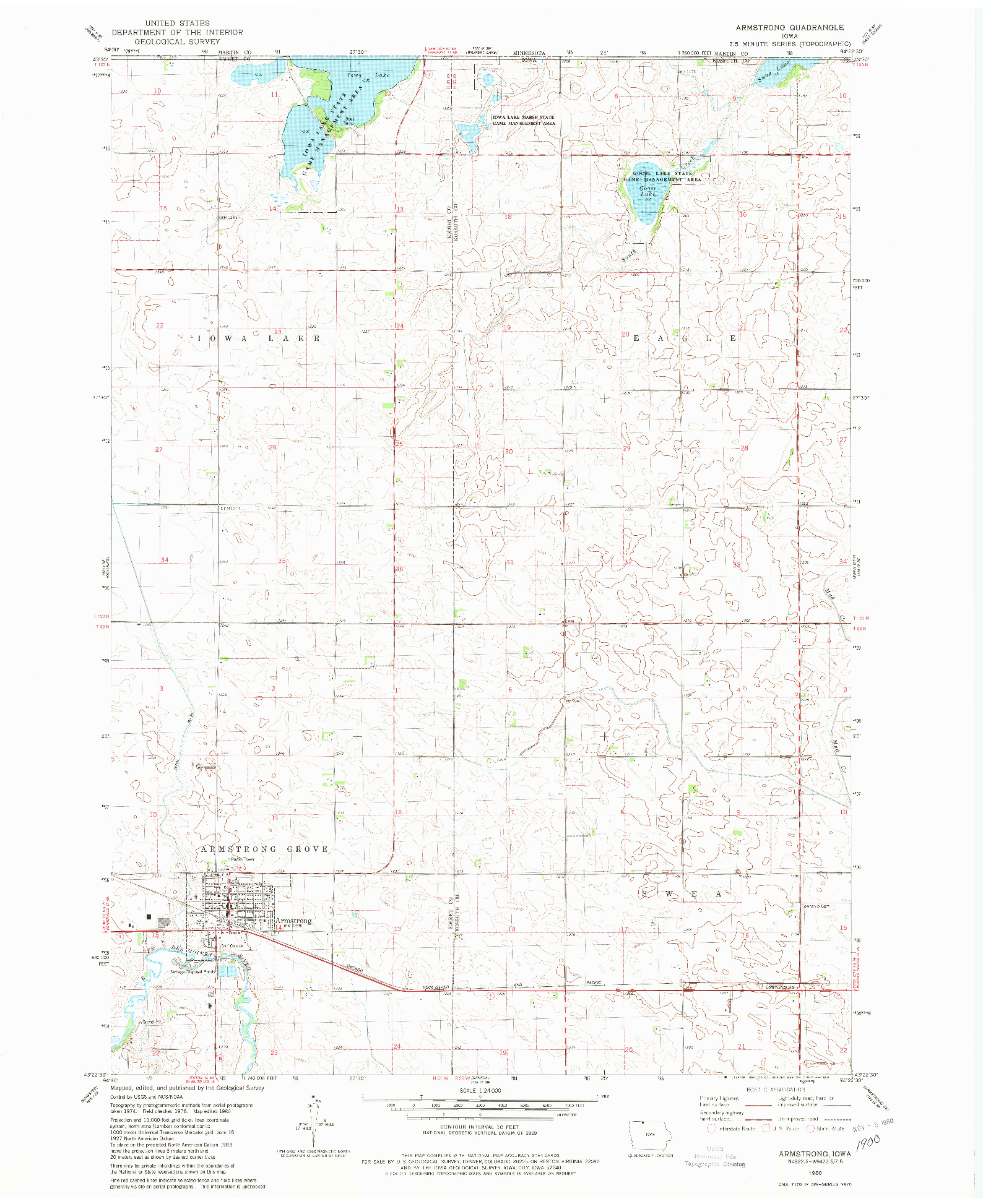 USGS 1:24000-SCALE QUADRANGLE FOR ARMSTRONG, IA 1980