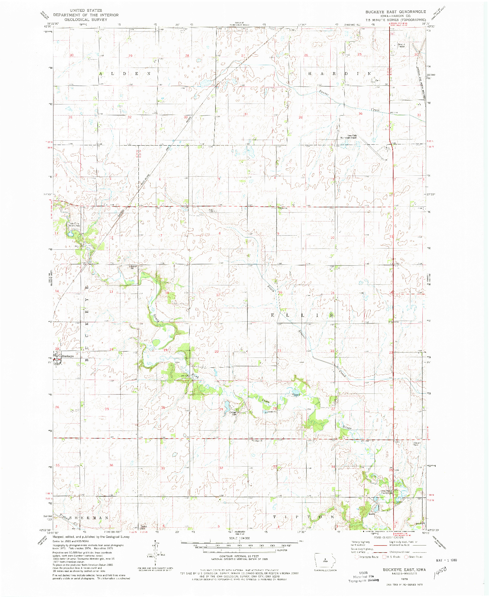 USGS 1:24000-SCALE QUADRANGLE FOR BUCKEYE EAST, IA 1979