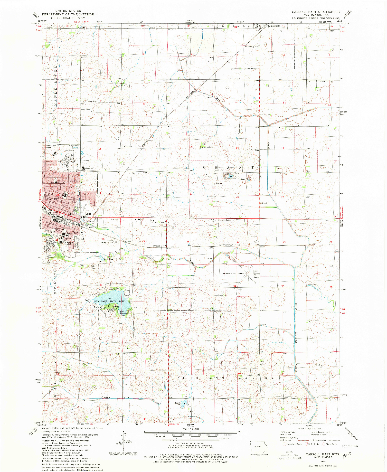 USGS 1:24000-SCALE QUADRANGLE FOR CARROLL EAST, IA 1980