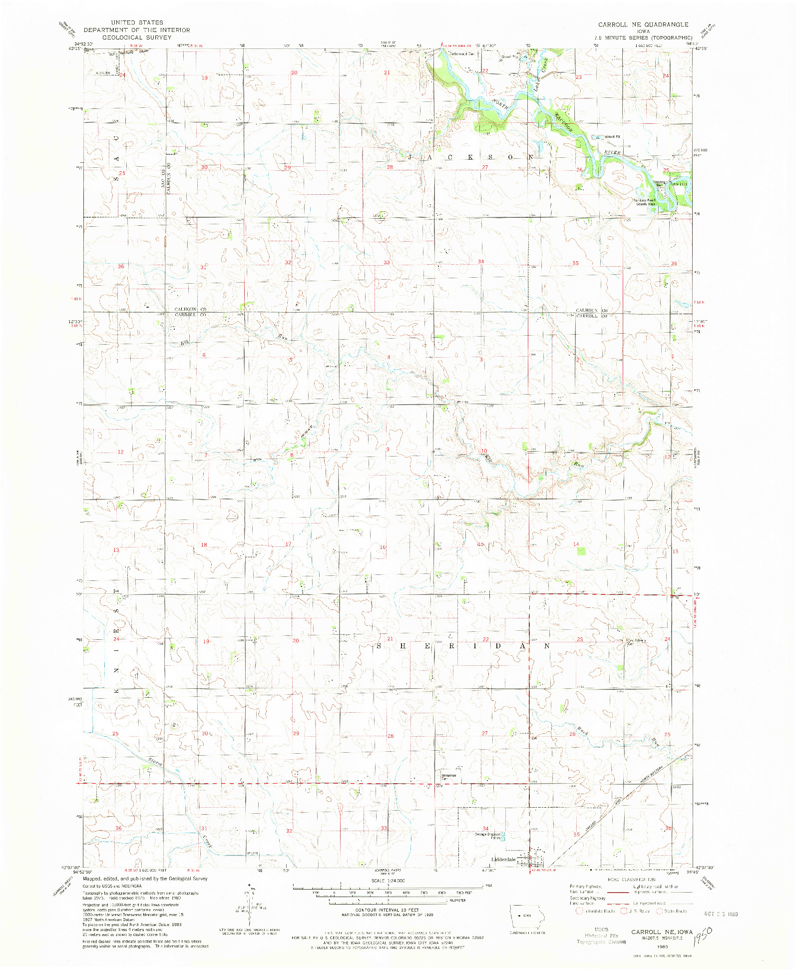USGS 1:24000-SCALE QUADRANGLE FOR CARROLL NE, IA 1980
